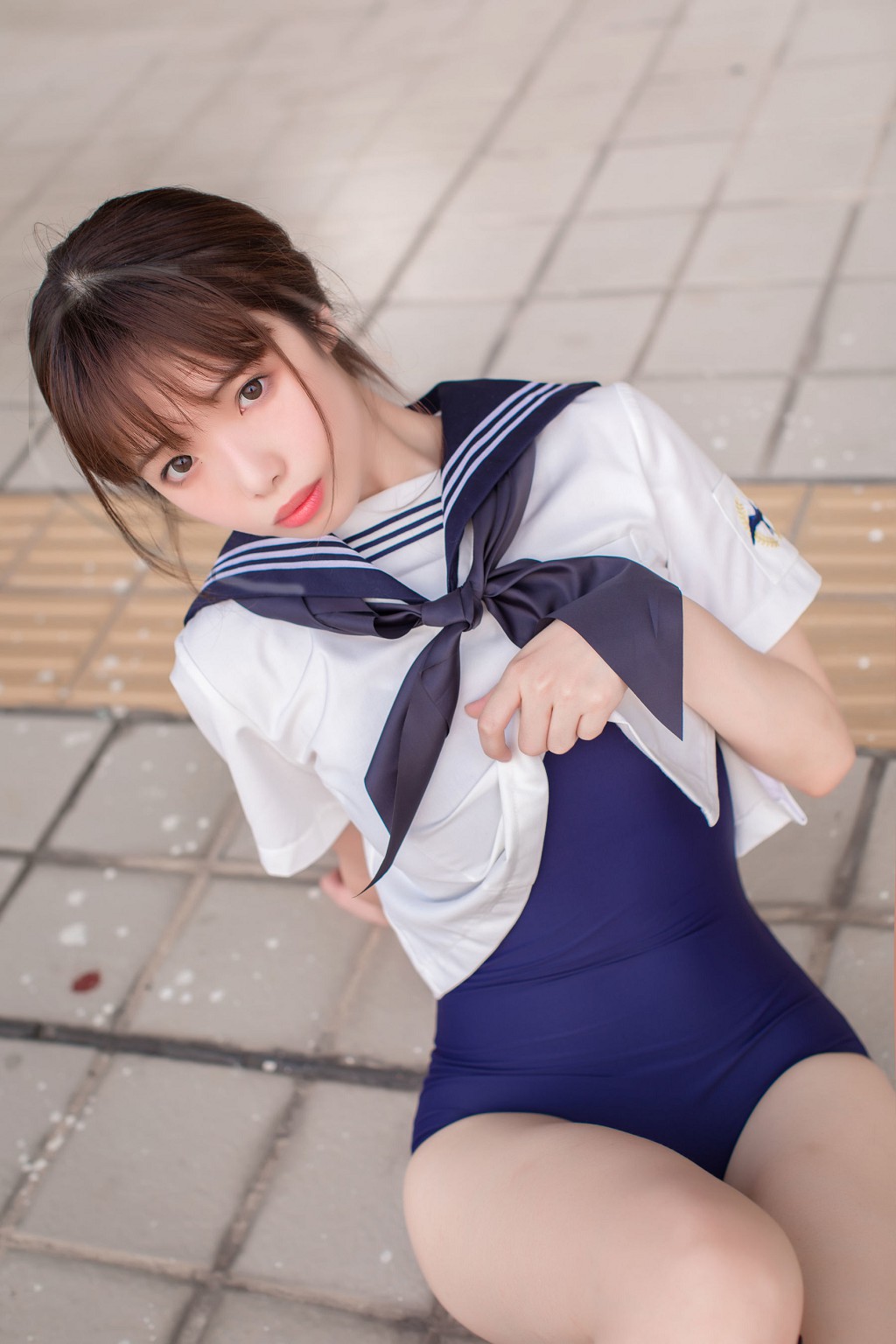 Coser Vân Muội: JK + Vớ trắng + Bộ đồ bơi trường học [Phúc lợi Cosplay] Tập ảnh [20P