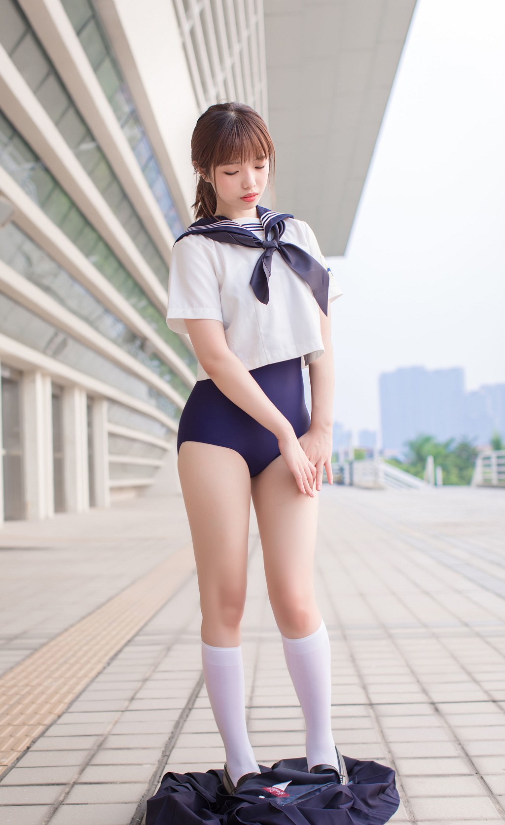 Coser Vân Muội: JK + Vớ trắng + Bộ đồ bơi trường học [Phúc lợi Cosplay] Tập ảnh [20P