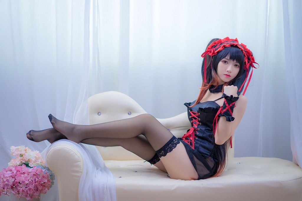 ウナギフェイエル《獣耳+クリスマス白ネットストッキング+狂三》 [コスプレ美女] 写真集[31P