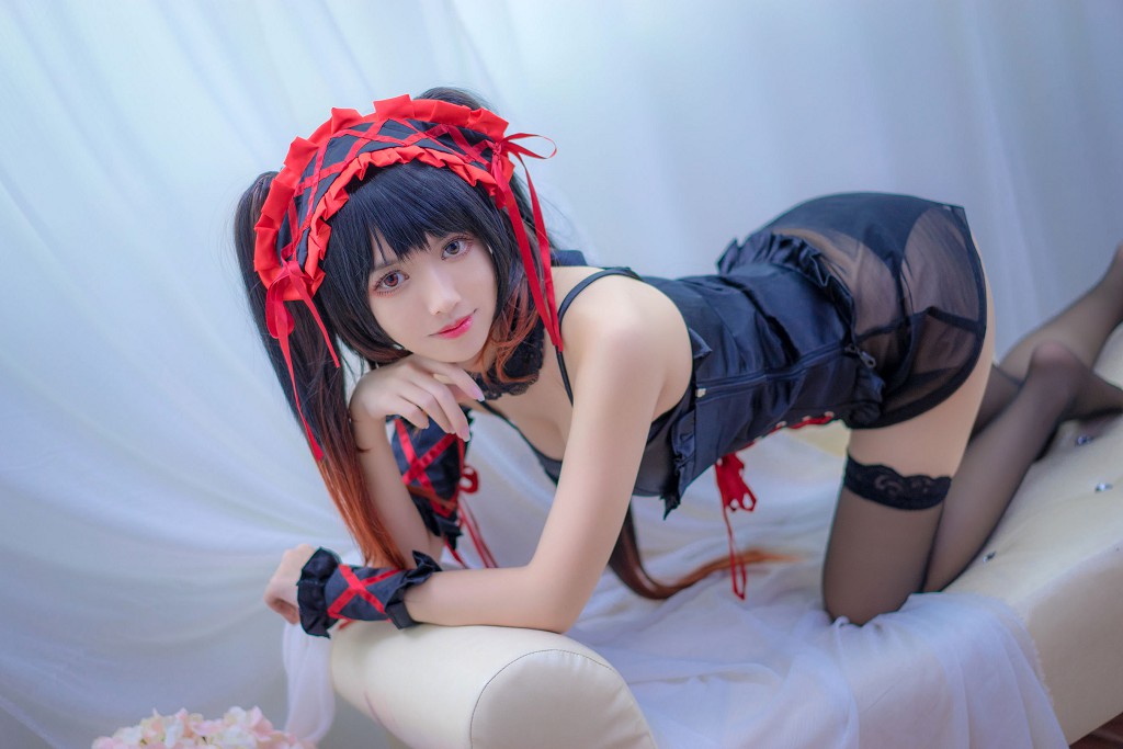 ウナギフェイエル《獣耳+クリスマス白ネットストッキング+狂三》 [コスプレ美女] 写真集[31P