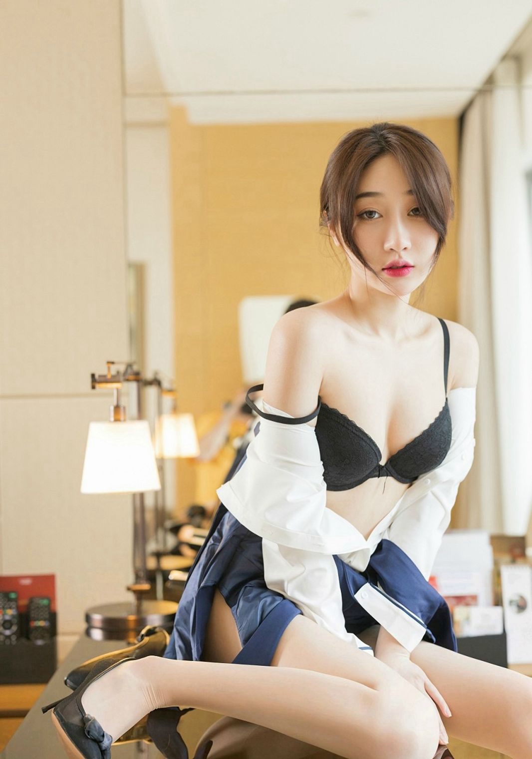 9월 생 스타킹 미녀 다리 공중 스튜어디스 제복 미녀 다리 T팬티 하이힐 사진