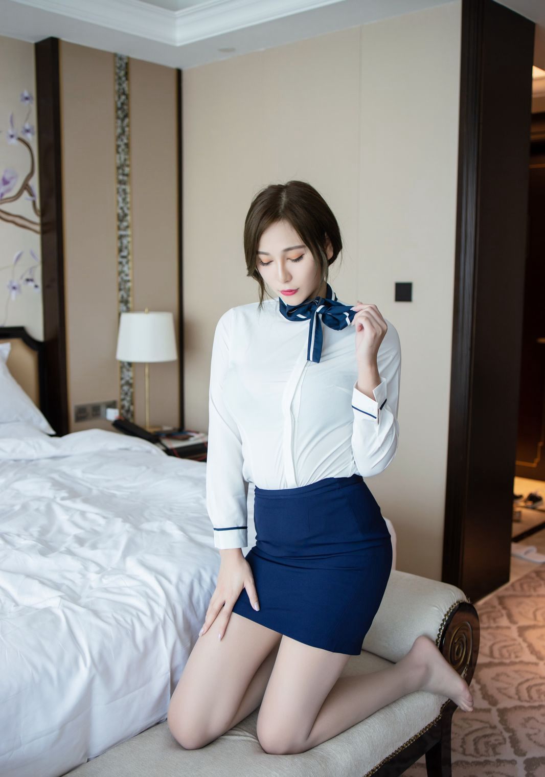 นางแบบลาวีเนียเนื้อนุ่มชุดยูนิฟอร์มยั่วเย้าผิวขาวขาเรียวสวยถุงน่อง2020ล่าสุดภาพถ่าย