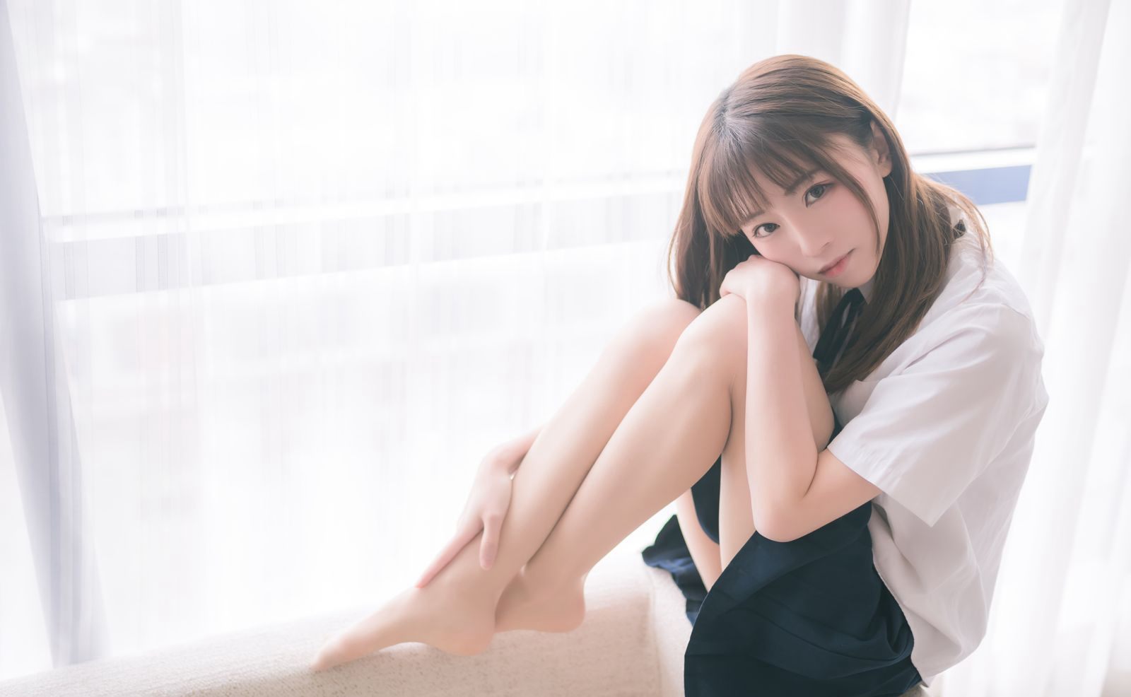 Kitaro_ Kitaro bộ ảnh quy mô lớn: Cởi tất, chân đẹp gợi cảm, đồng phục váy ngắn