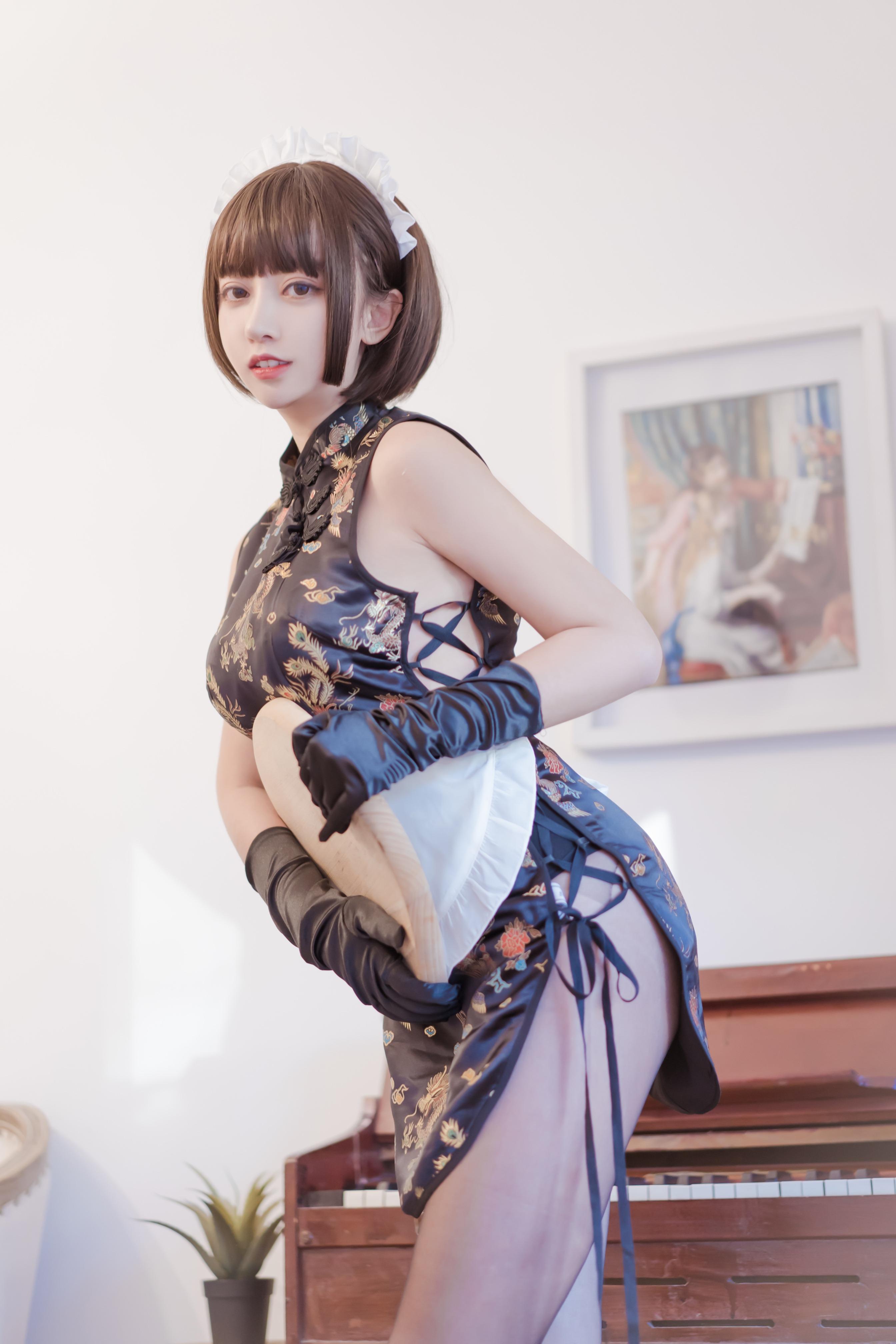 Expired Rice Noodles Meow Black Qipao 43P