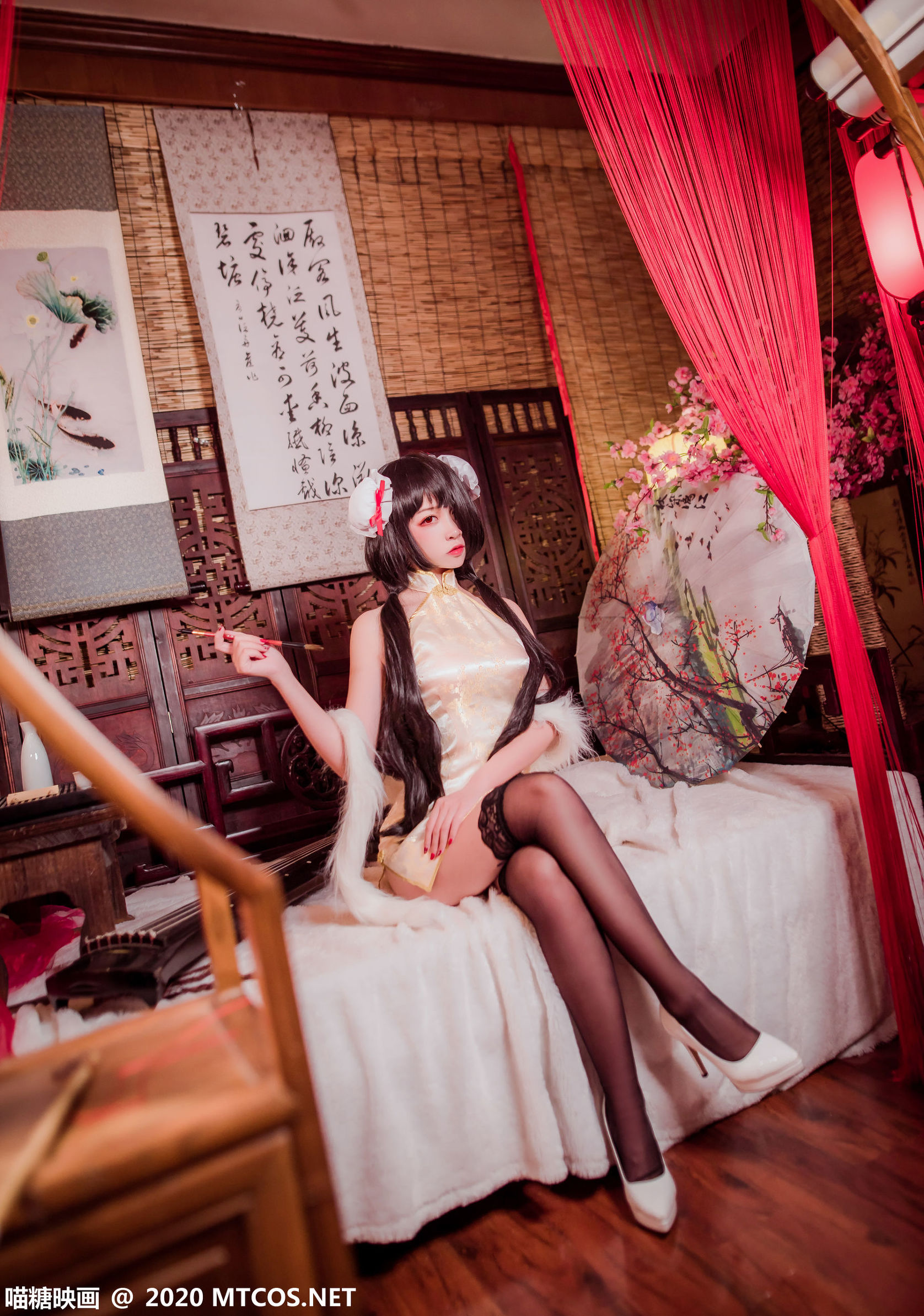 Miao Tang Film] HML.019 Kurumi Black Silk Cheongsam