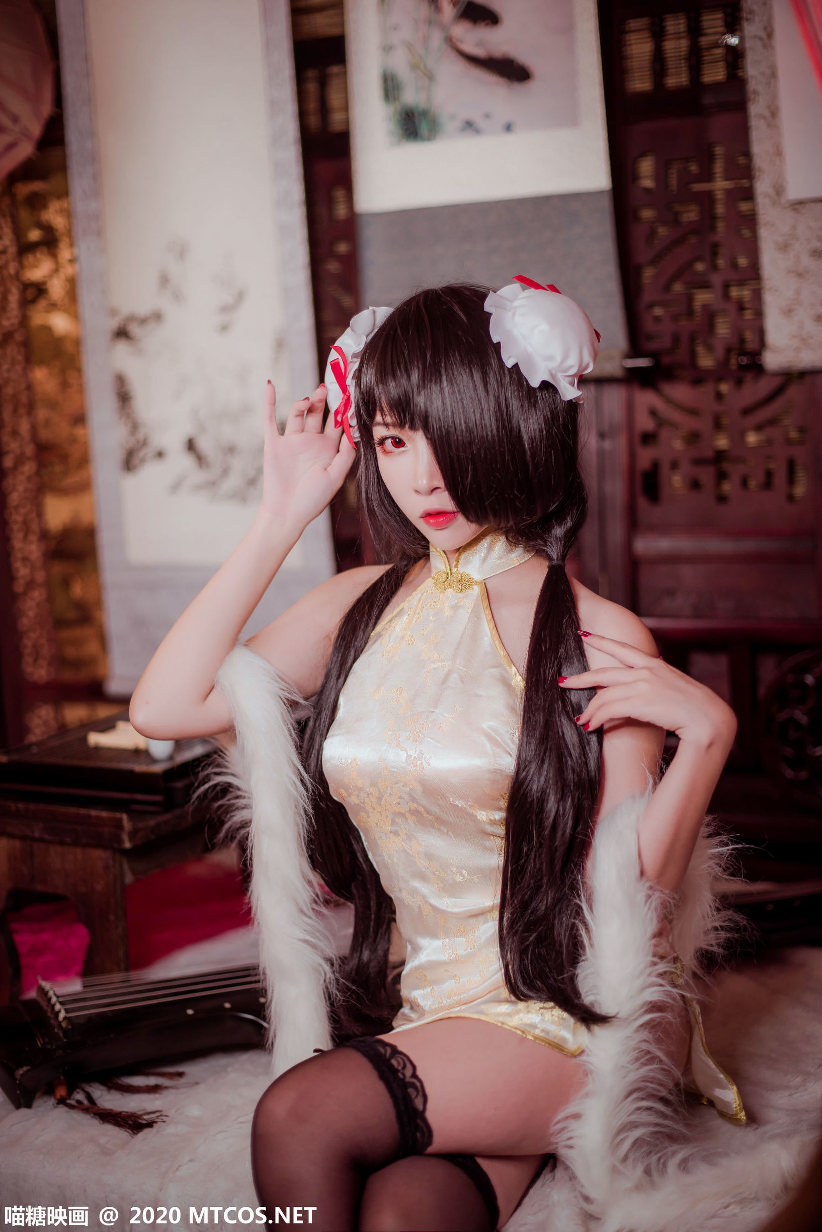 Miao Tang Film] HML.019 Kurumi Black Silk Cheongsam