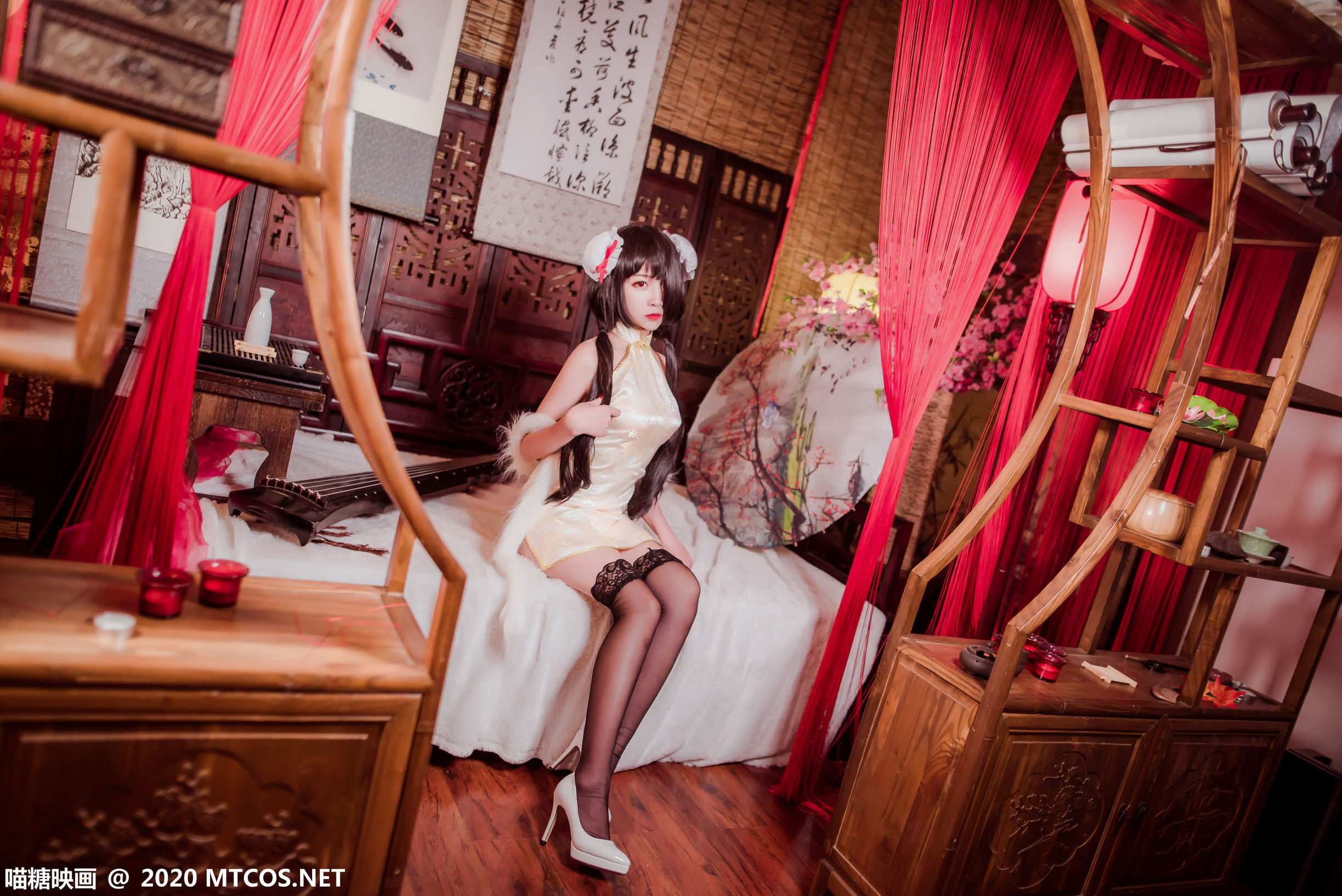 Miao Tang Film] HML.019 Kurumi Black Silk Cheongsam