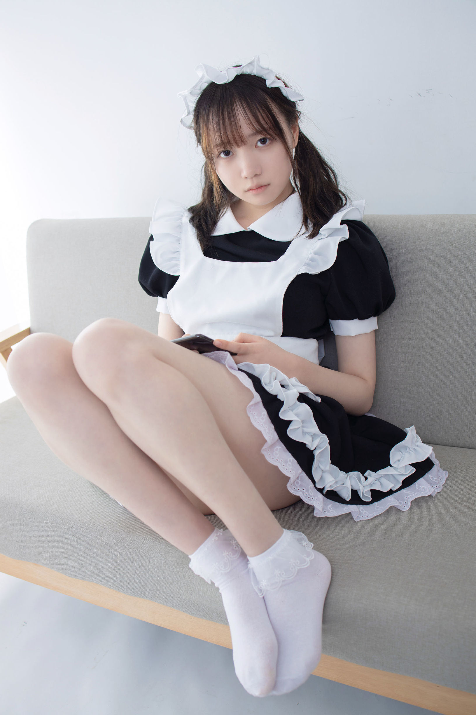 森羅財団] JKFUN-053 アイカ レース花辺短ソックス メイド
