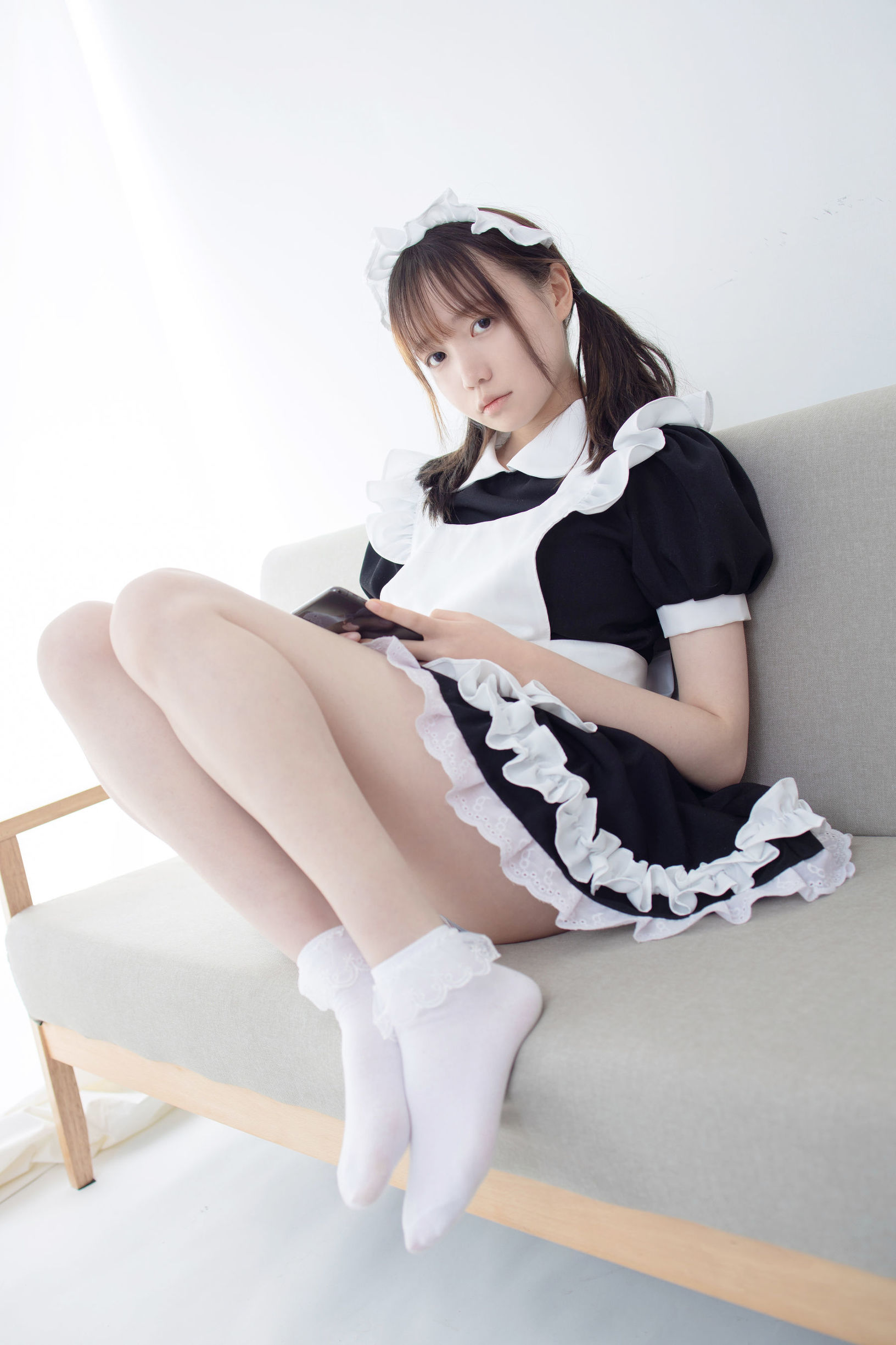 森羅財団] JKFUN-053 アイカ レース花辺短ソックス メイド