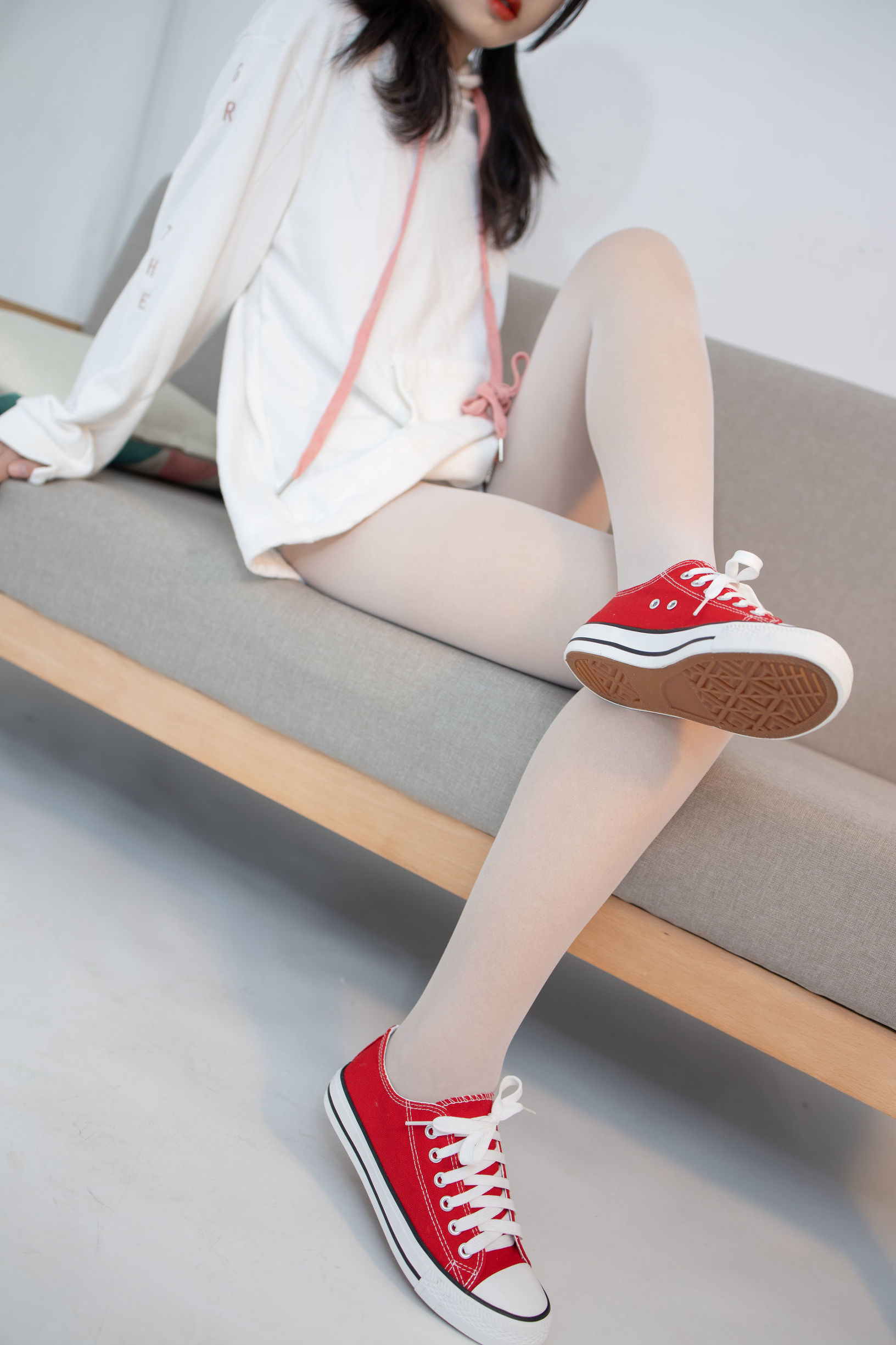 Sen Luo Tài Đoàn] JKFUN-056 Tiểu Dạ Giày Vải Đỏ Trắng Tơ 13D Trắng Tơ