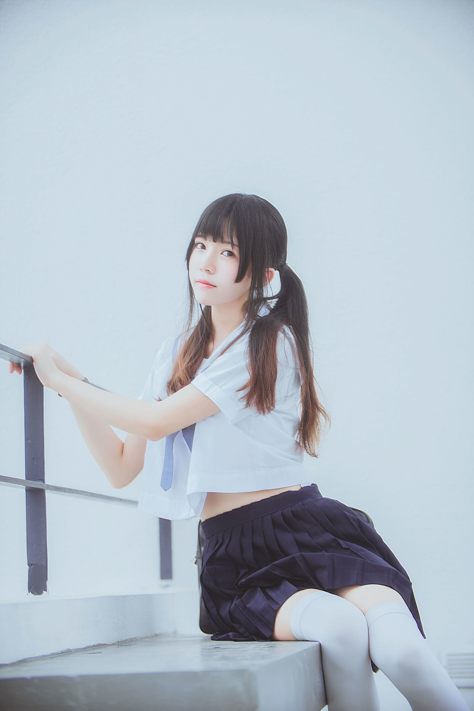 JK Cosplay：桜桃喵《蓝白水手服