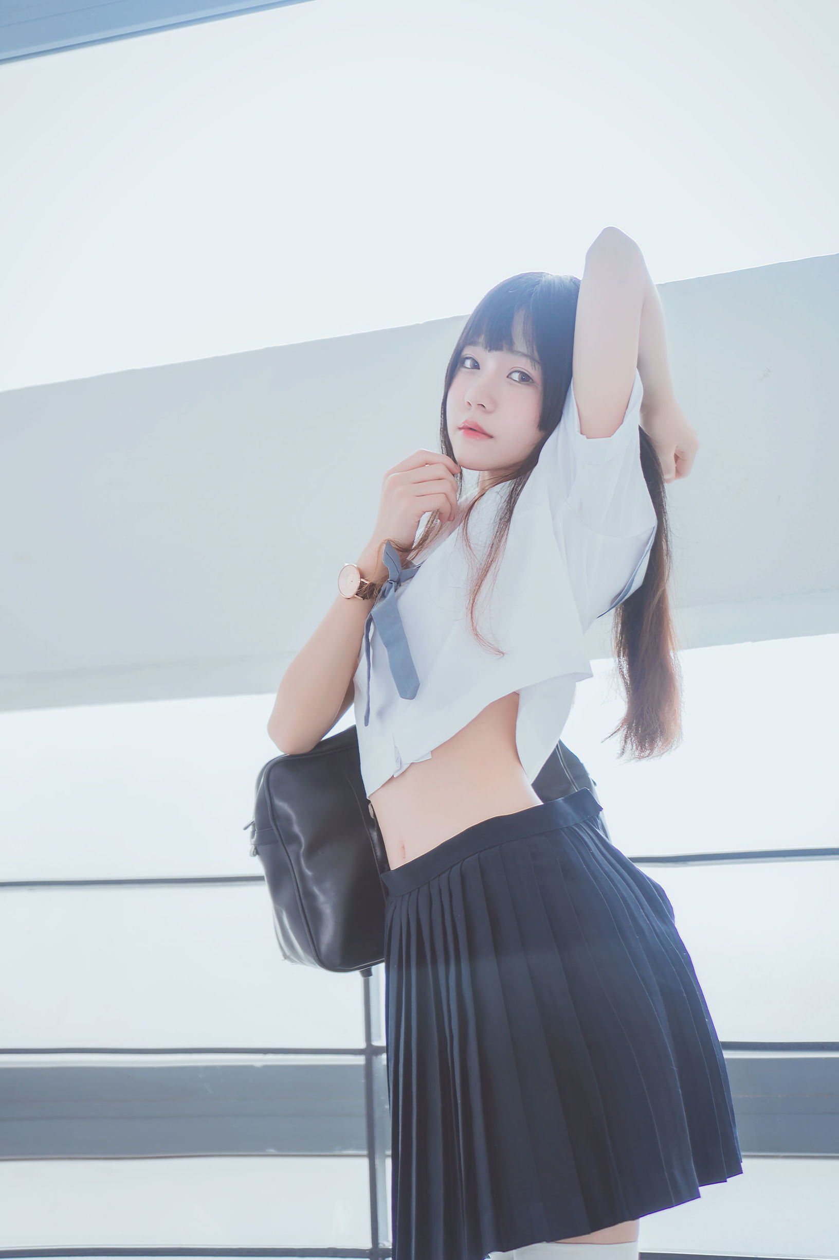 JK Cosplay：桜桃喵《蓝白水手服