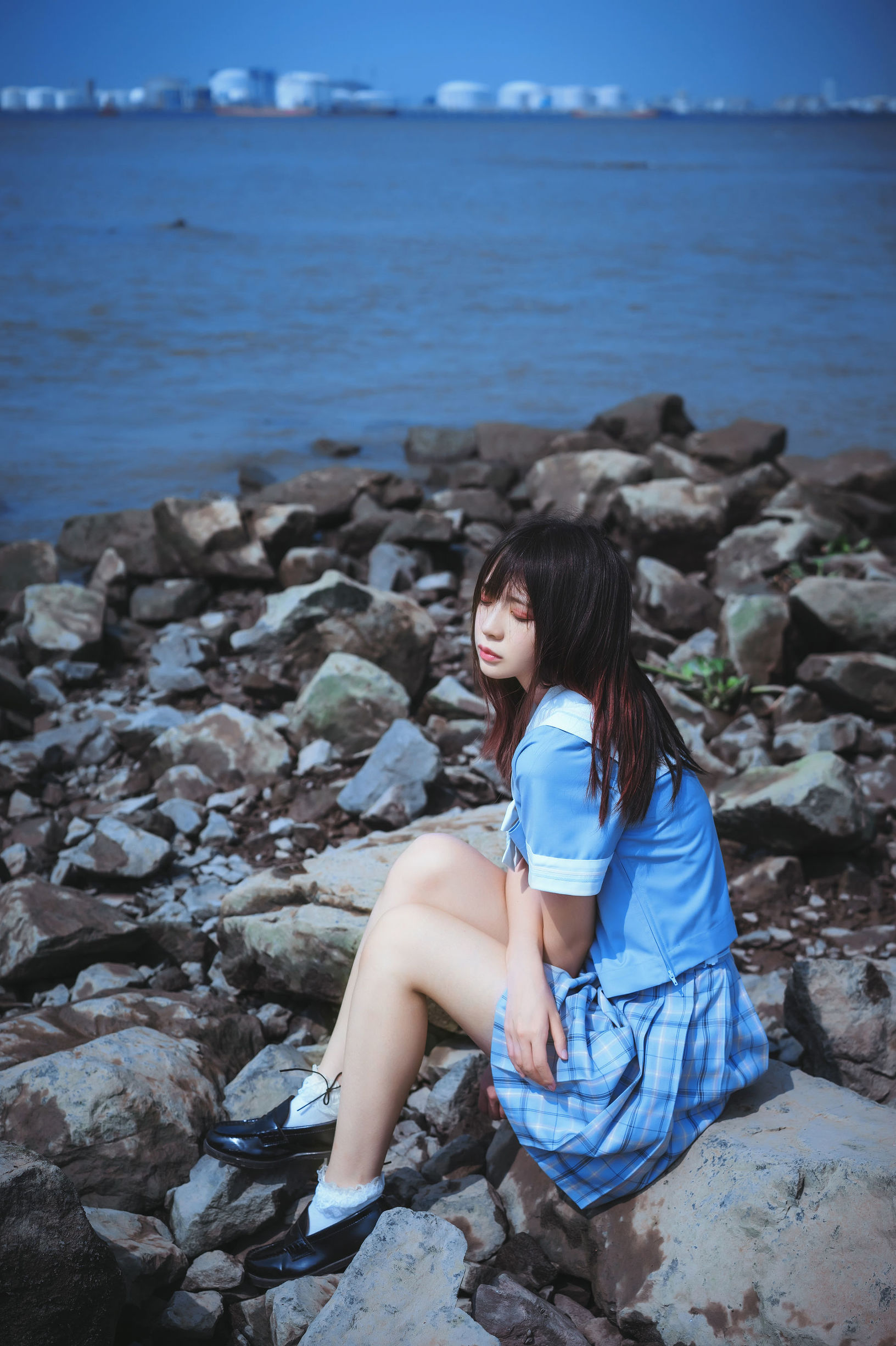 疯猫ss 一起去海鸥岛吧 校服海边Cosplay