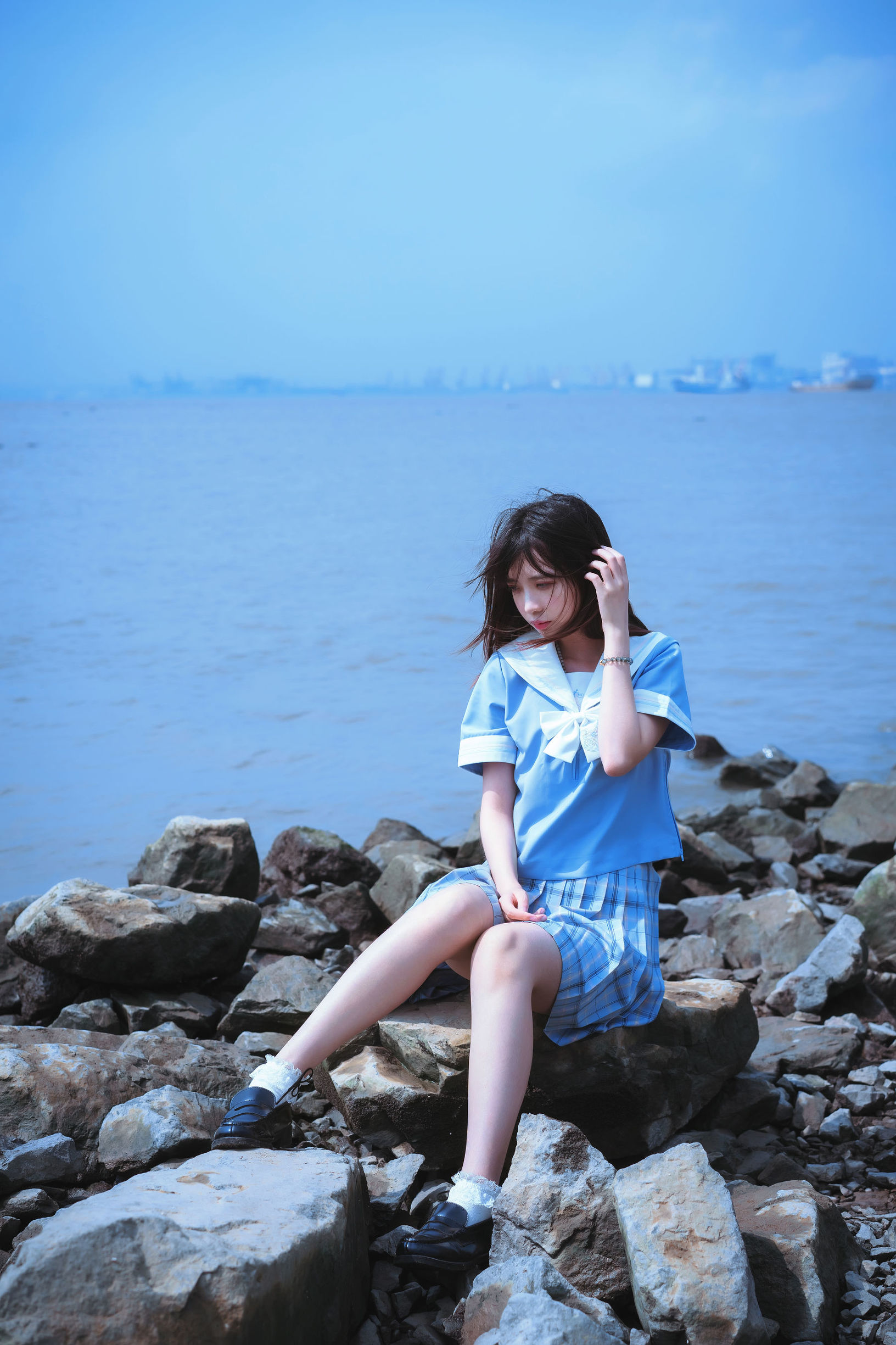 疯猫ss 一起去海鸥岛吧 校服海边Cosplay