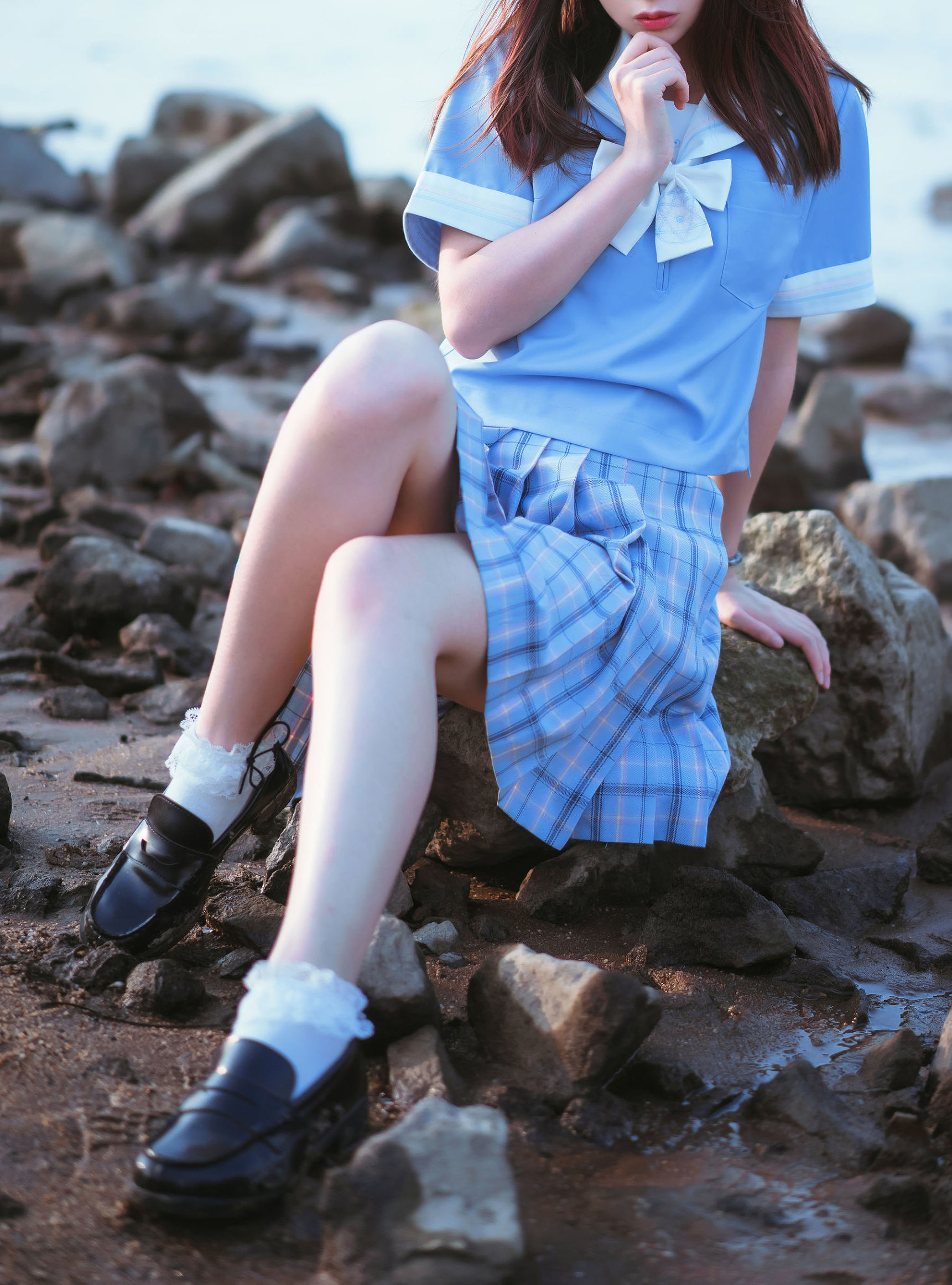 疯猫ss 一起去海鸥岛吧 校服海边Cosplay