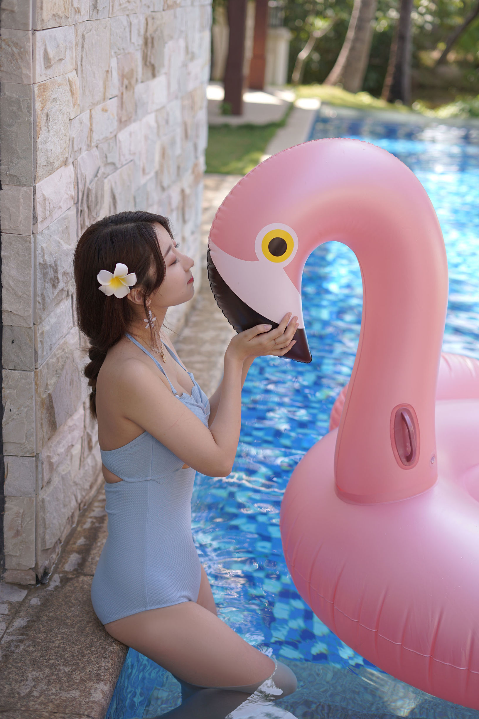 Cosplay Benefits] Popular Coser Kurokawa - Island Trip Blue One-Piece