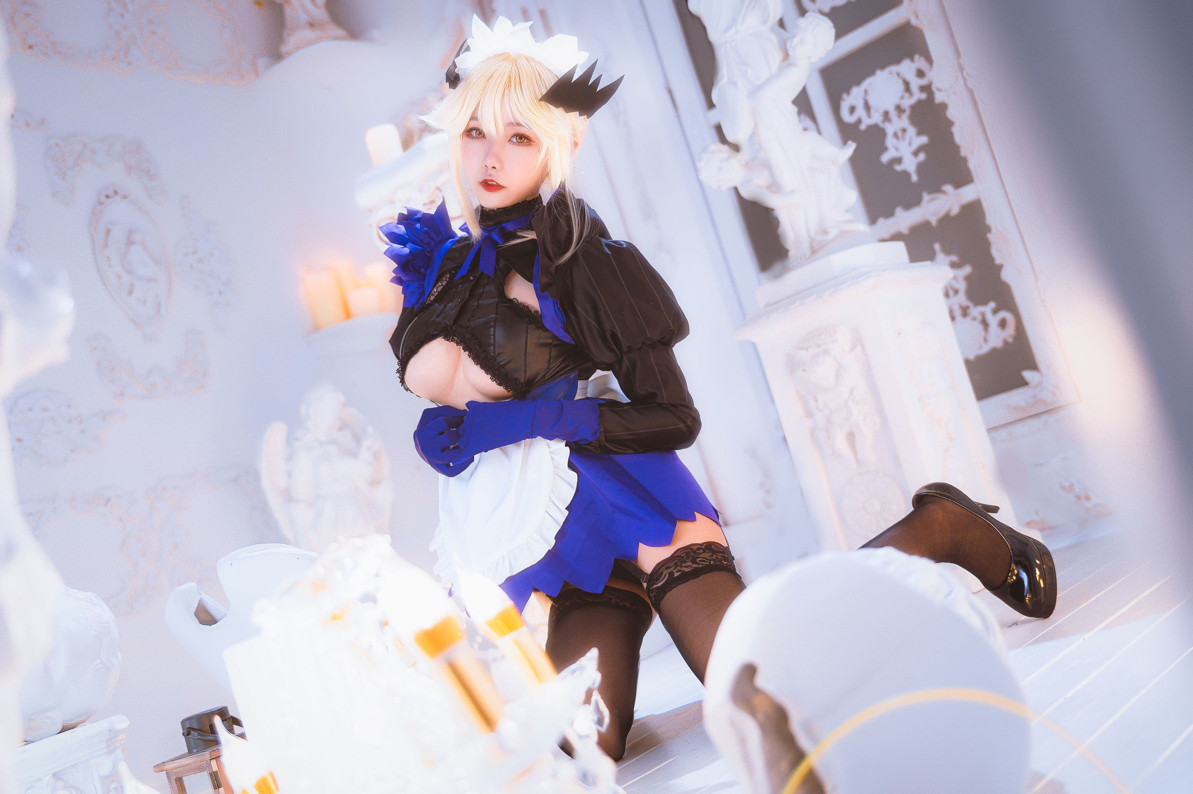 COS Welfare] Weibo Girl Momoko Aoi Aoi - Black Gun Clumsy Maid