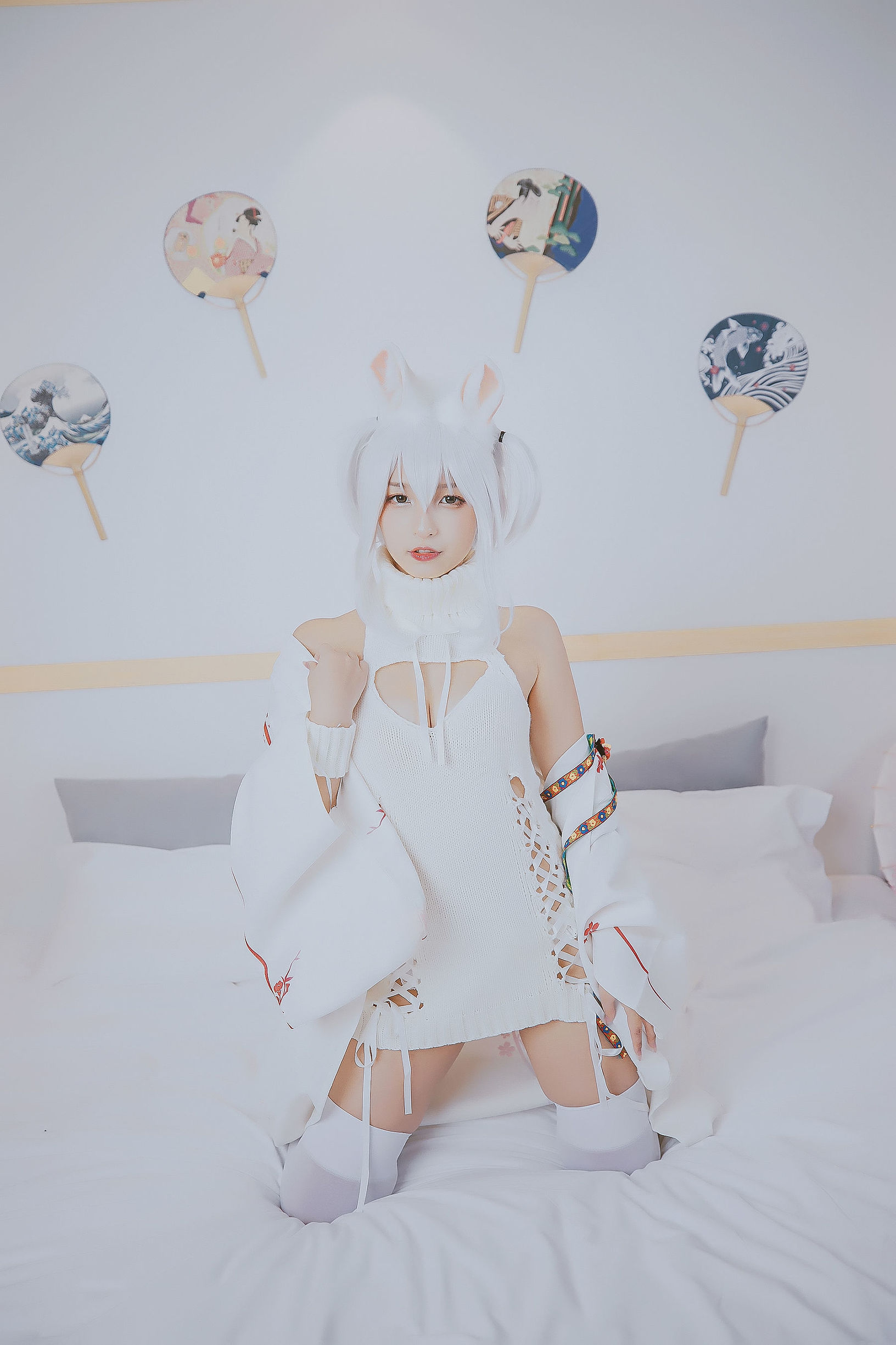 コスプレ福利] ロリ神楽板真冬の危険な耳-狼妹&兎娘