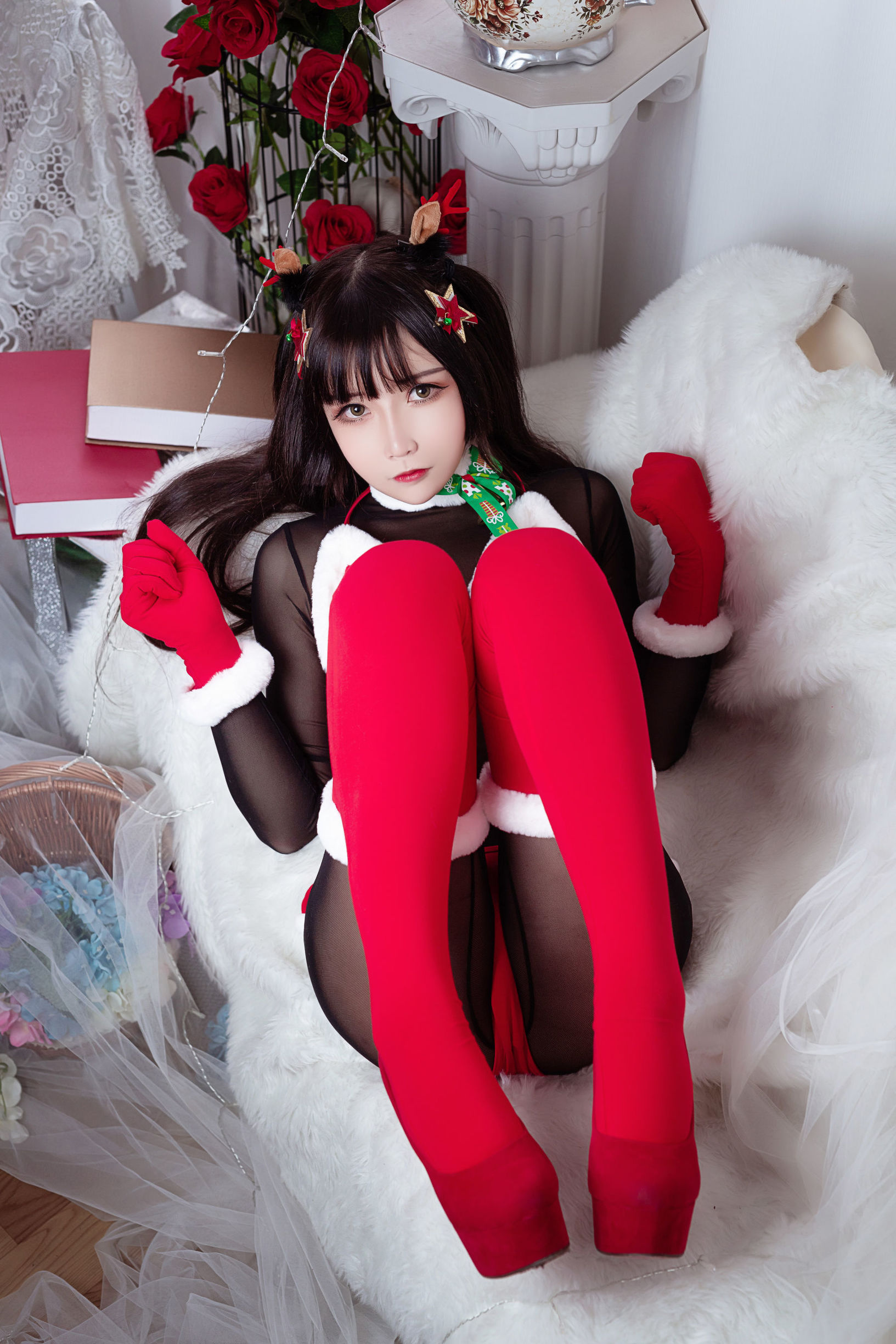 二次元ビジョウを連れ去るモクシAA 連体ブラックシッククリスマスビキニ