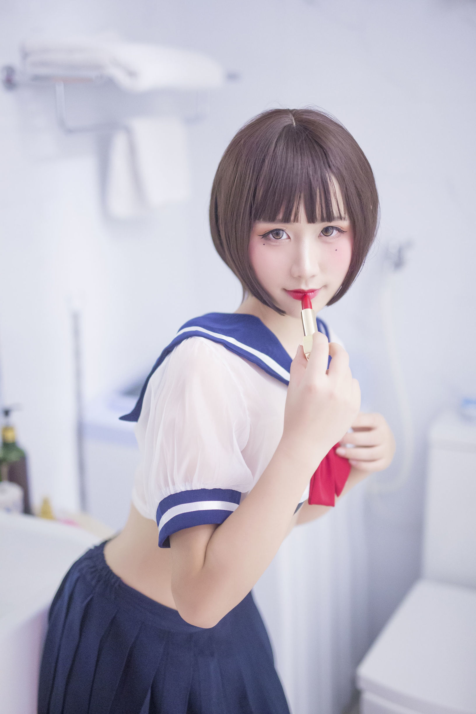 Anime blogger Jiu Qu Jean JK transparent uniform