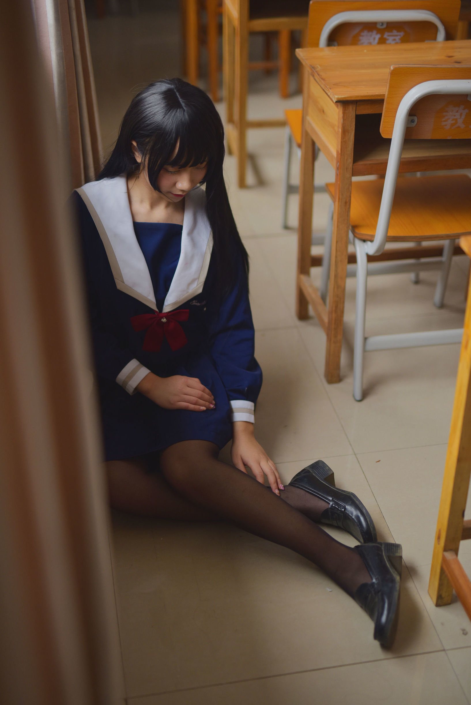 动漫博主九曲Jean JK露脐制服