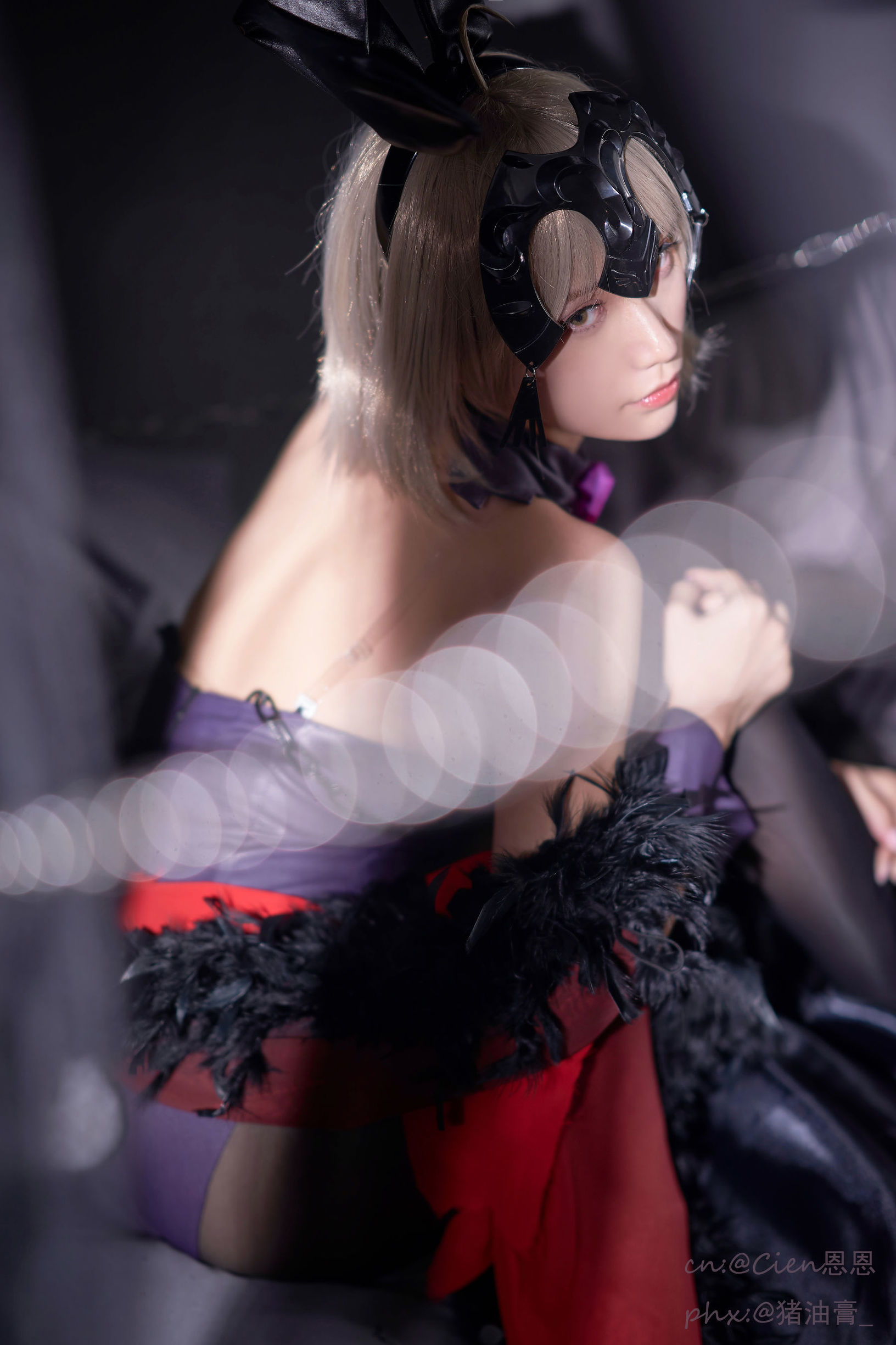 Weibo COS Girl Cien En En, Black Jeanne Bunny Girl
