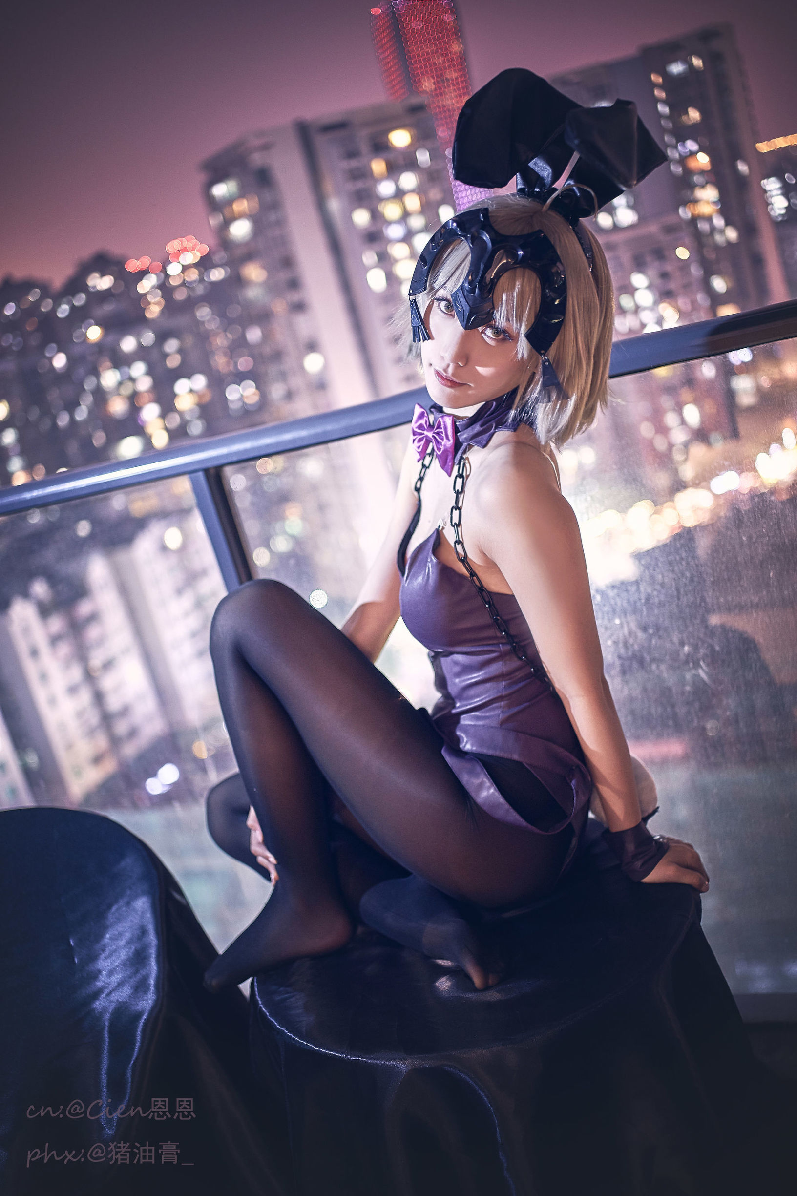 Weibo COS Girl Cien En En, Black Jeanne Bunny Girl