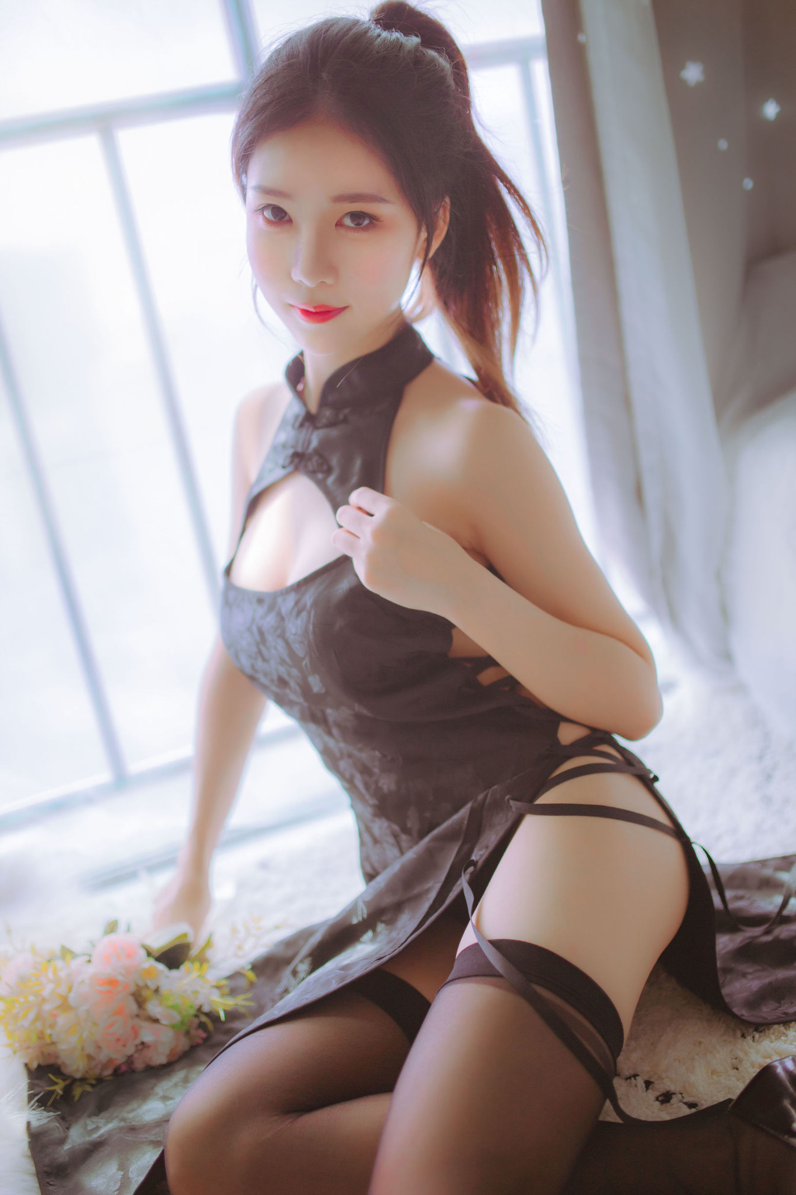 抖娘-利世图集 抖娘×不呆猫 黑白旗袍双子