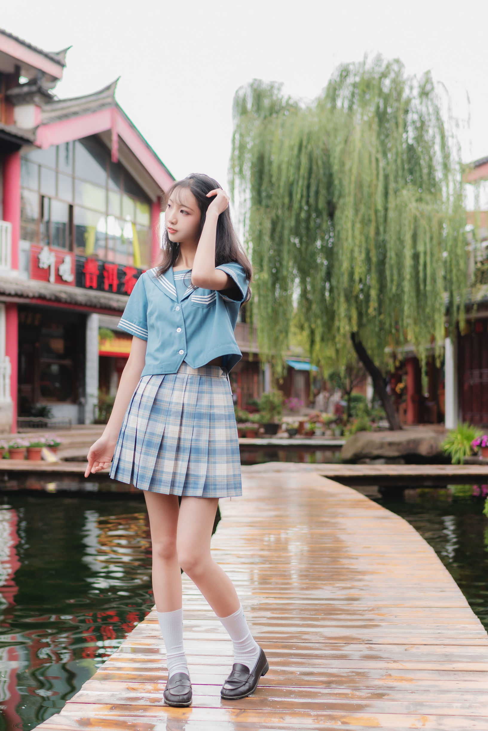 JK Cosplay：清纯妹子西瓜 丽江 JK户外