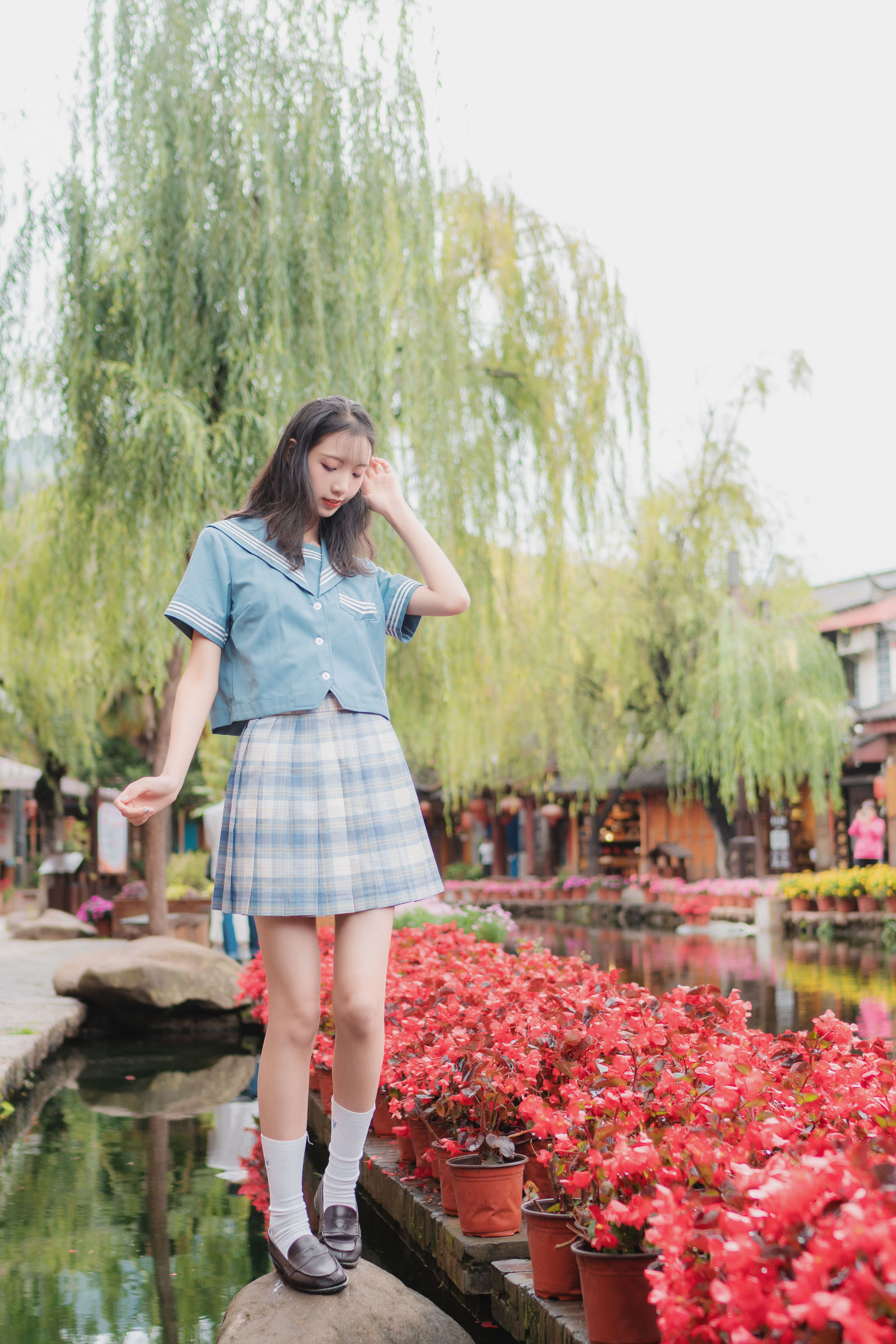 JK Cosplay：清纯妹子西瓜 丽江 JK户外