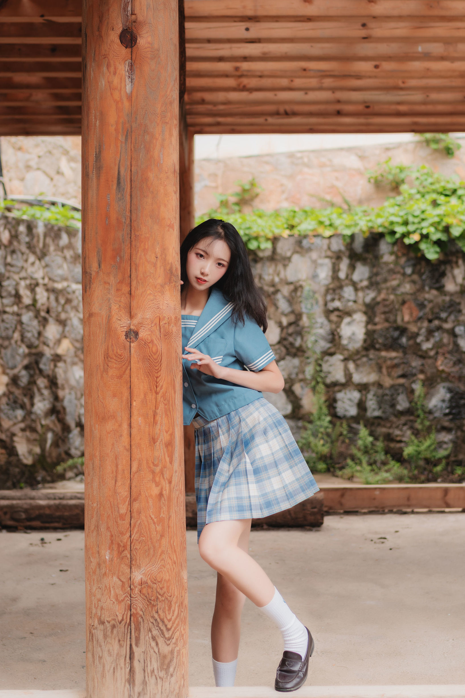 JK Cosplay：清纯妹子西瓜 丽江 JK户外