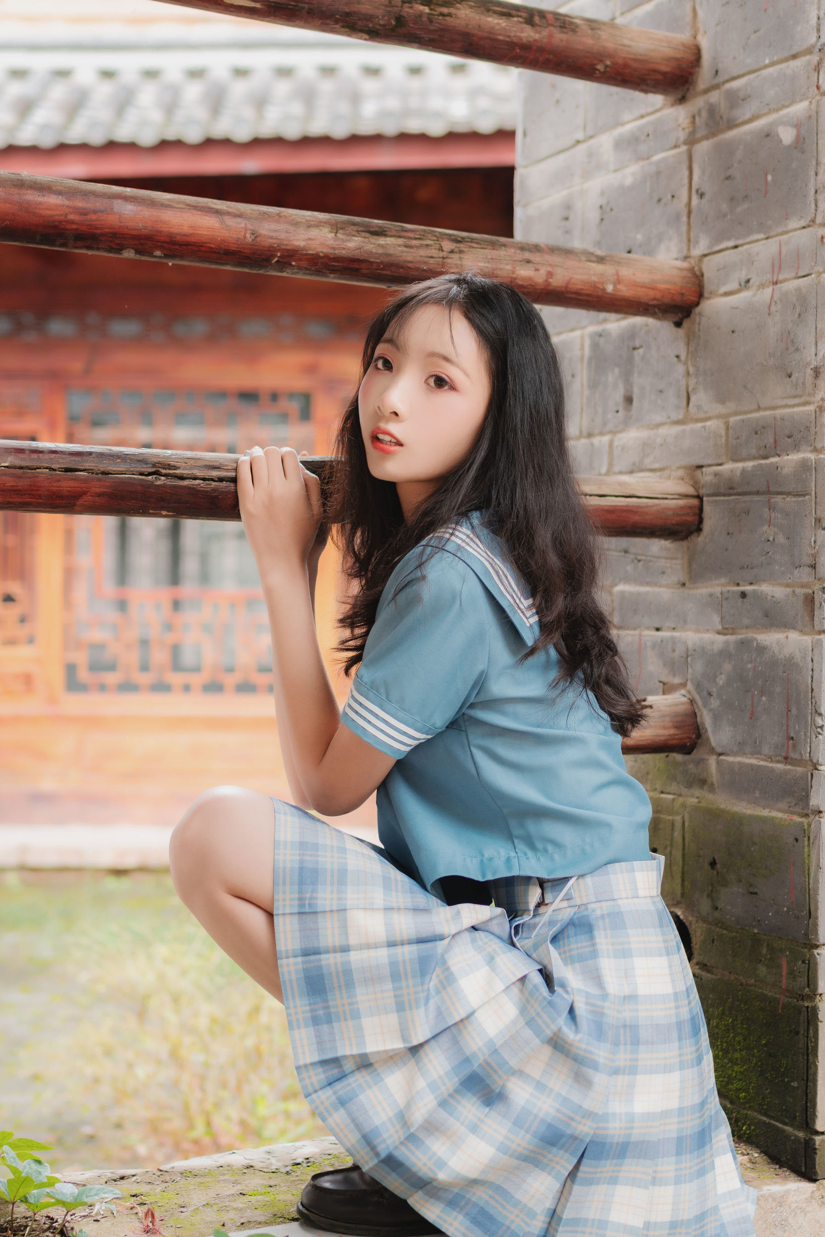 JK Cosplay：清纯妹子西瓜 丽江 JK户外