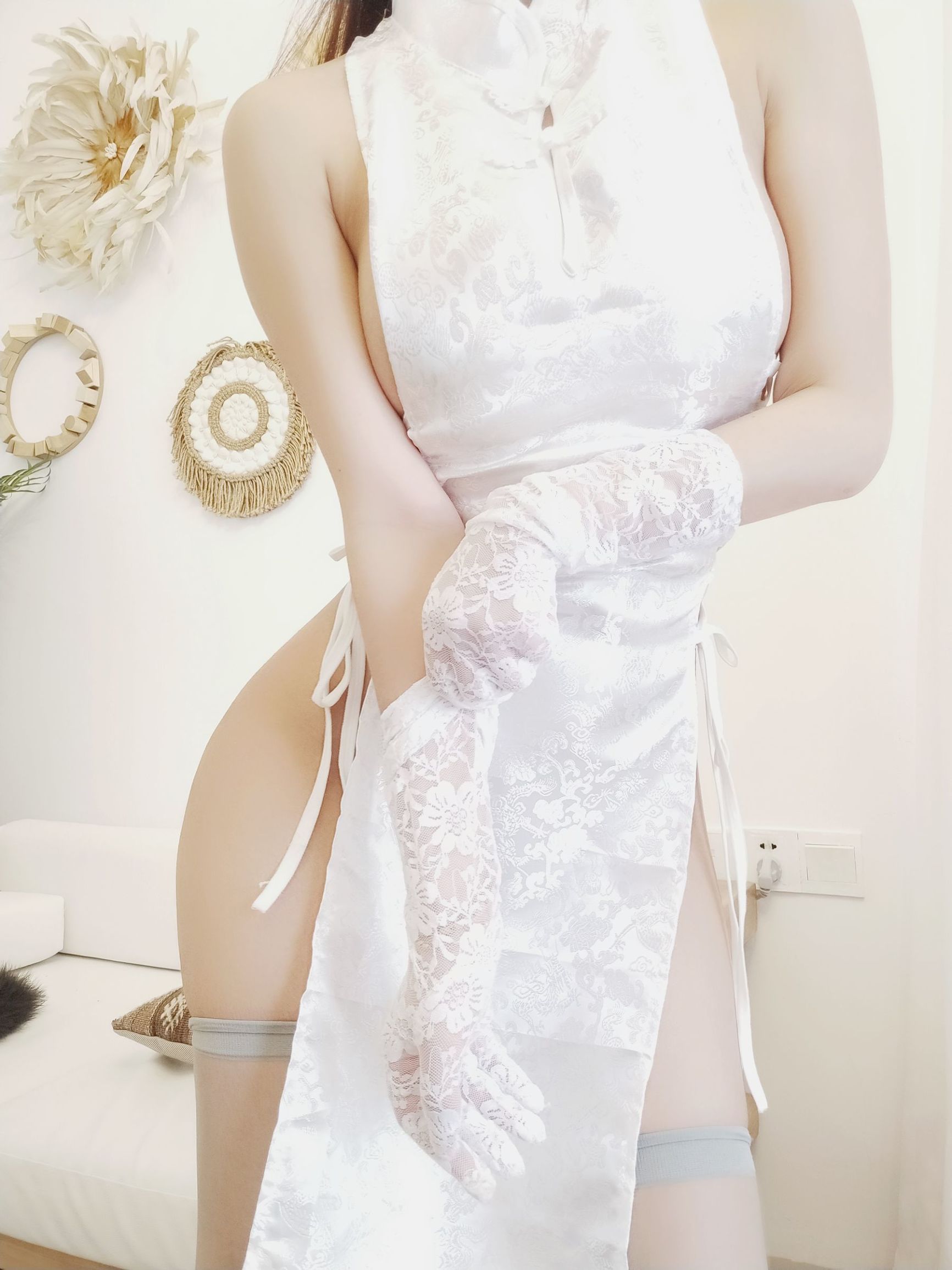 コスプレ写真] 色白の美少女 鬼畜瑶 - 白い旗袍