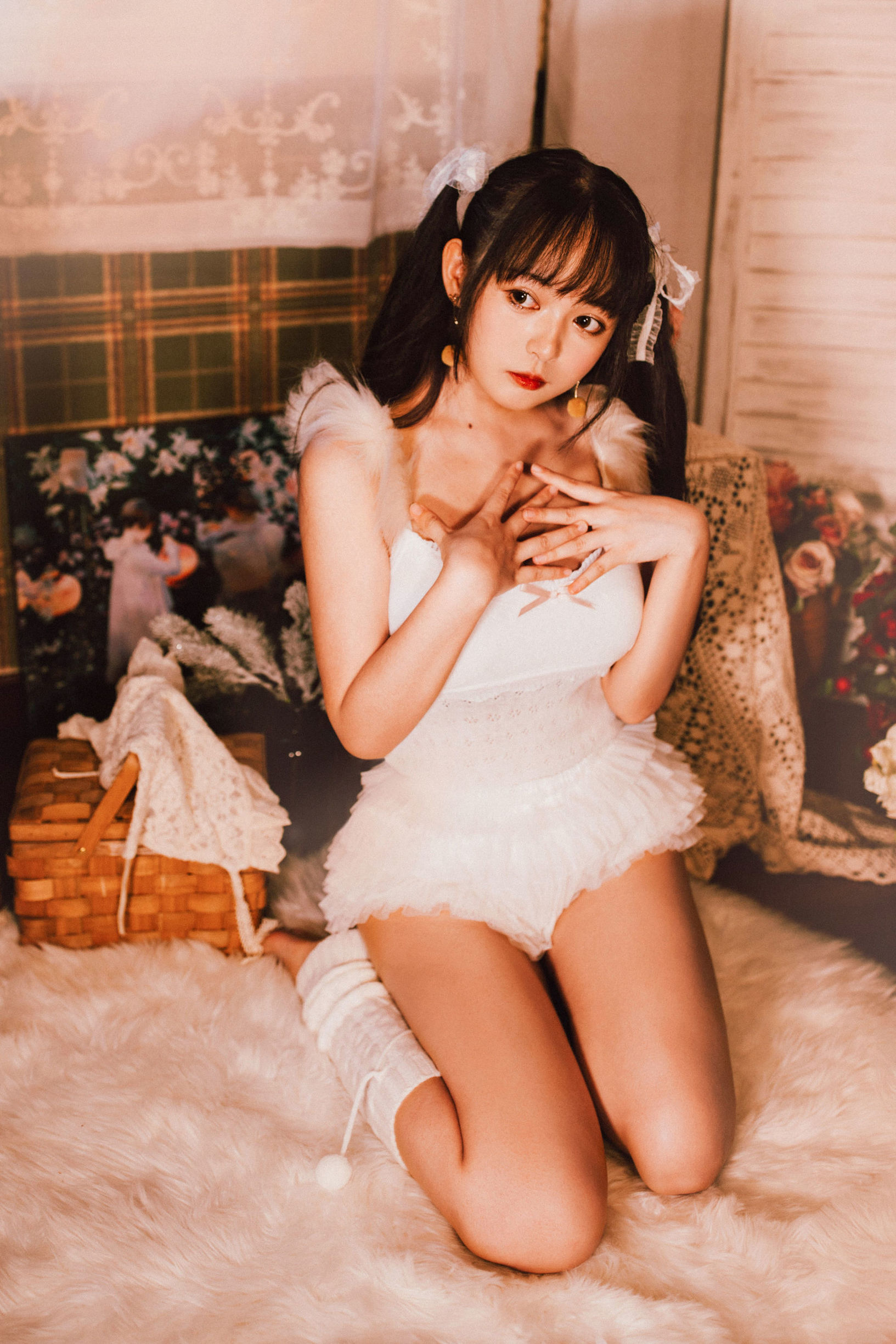 コスプレ写真] ダイヤンメンメイクロネコネコOvO - 白色ツインテール
