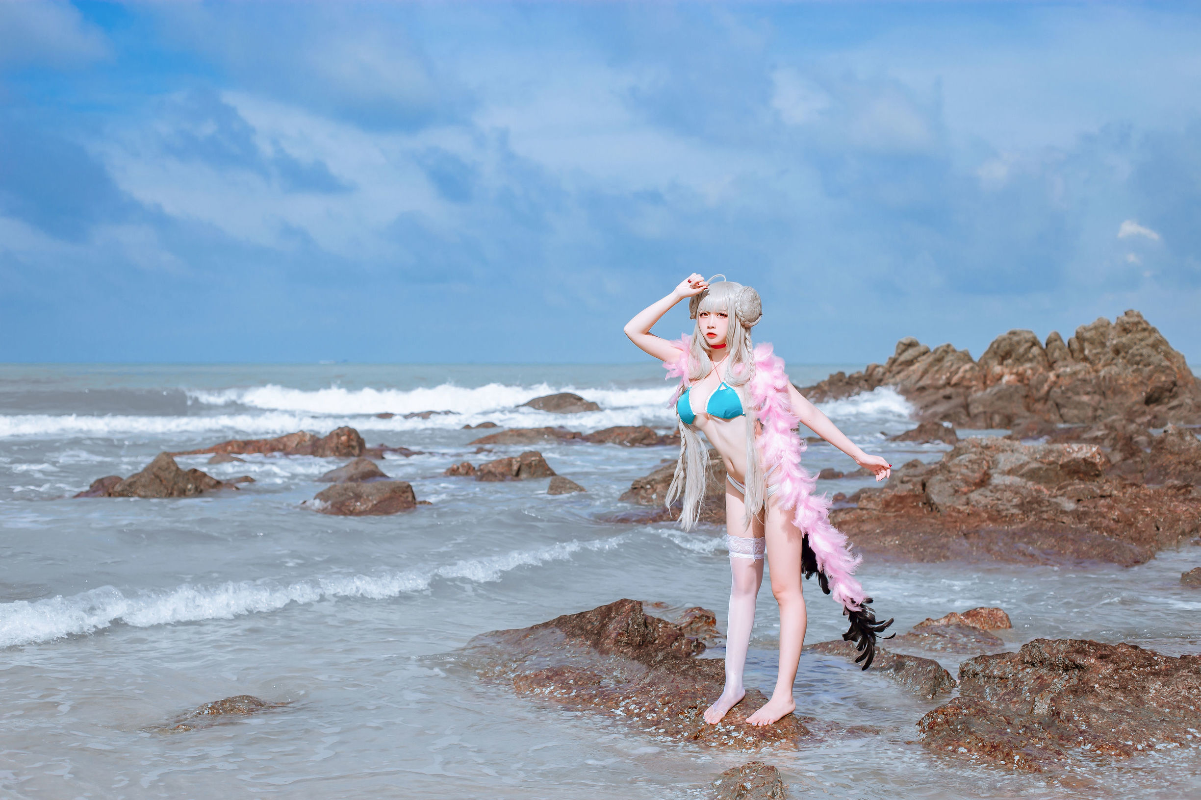 คอสเพลย์ ภาพถ่าย] Coser ยอดนิยม เอ๋อจั่วนิซา - อาซูร์เลน ชุดว่ายน้ำ