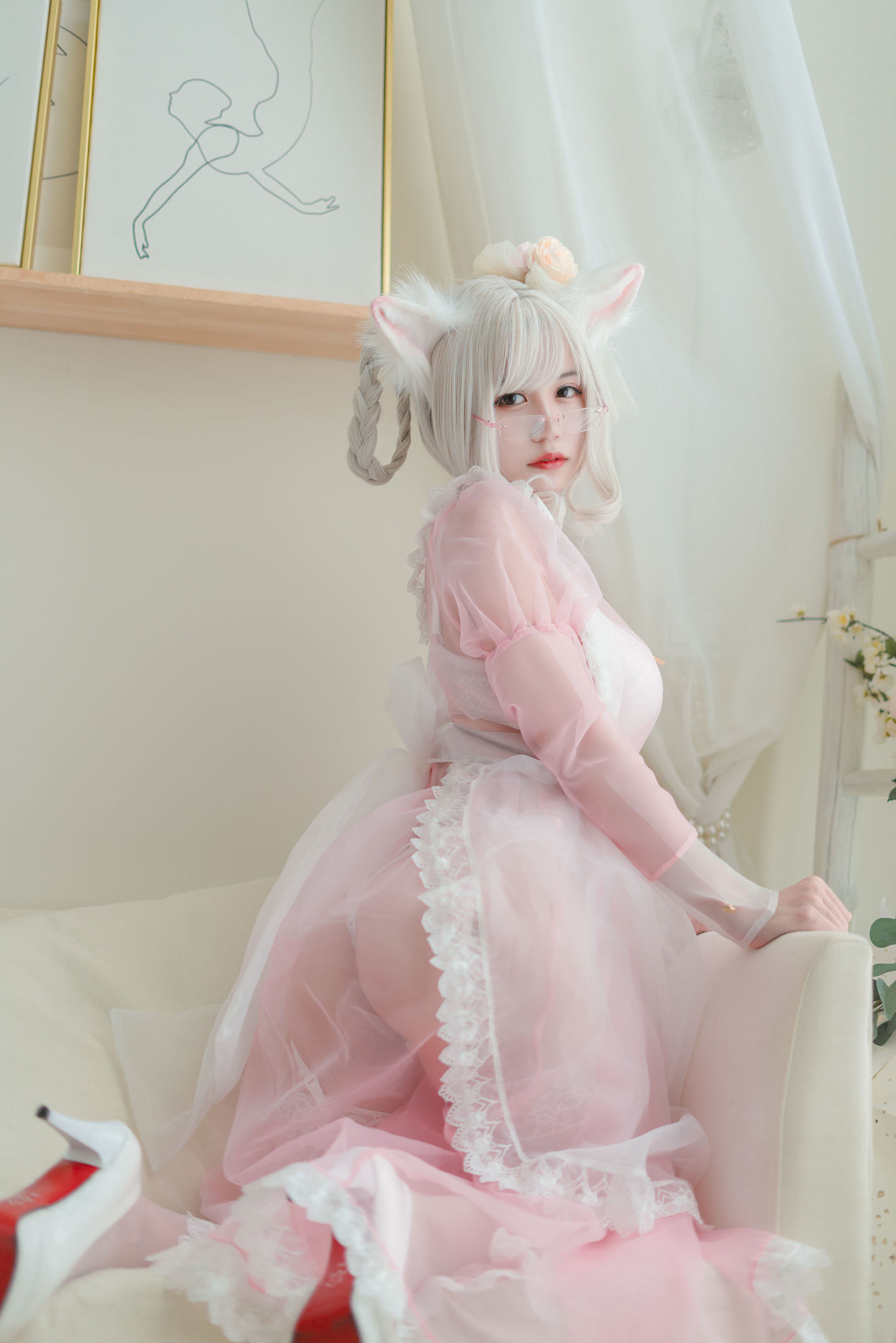 เน็ตหง COSER] แอนิเมชั่น บล็อกเกอร์ โคคุราชิโย w - ใส สีชมพู แบบเมด