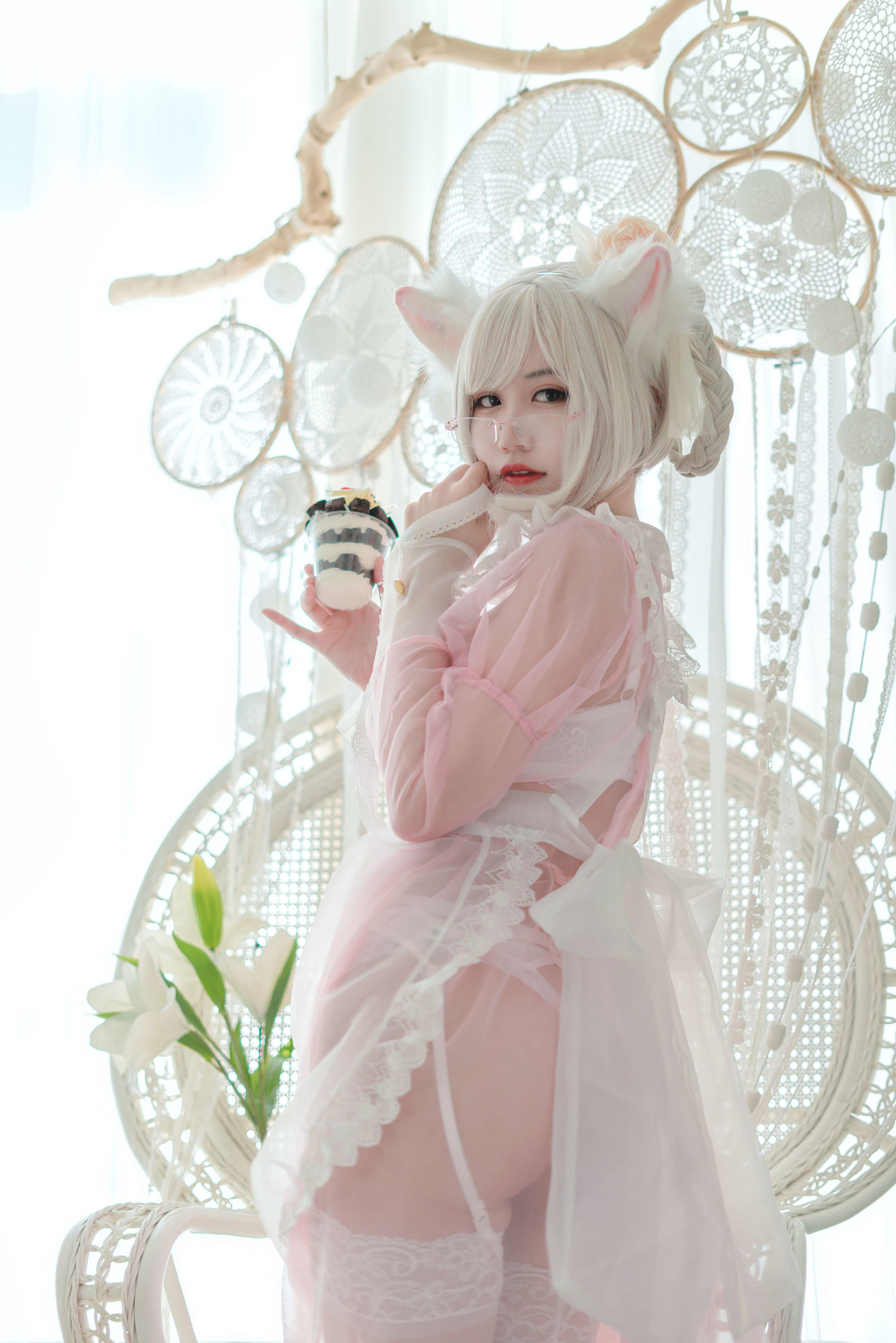 เน็ตหง COSER] แอนิเมชั่น บล็อกเกอร์ โคคุราชิโย w - ใส สีชมพู แบบเมด