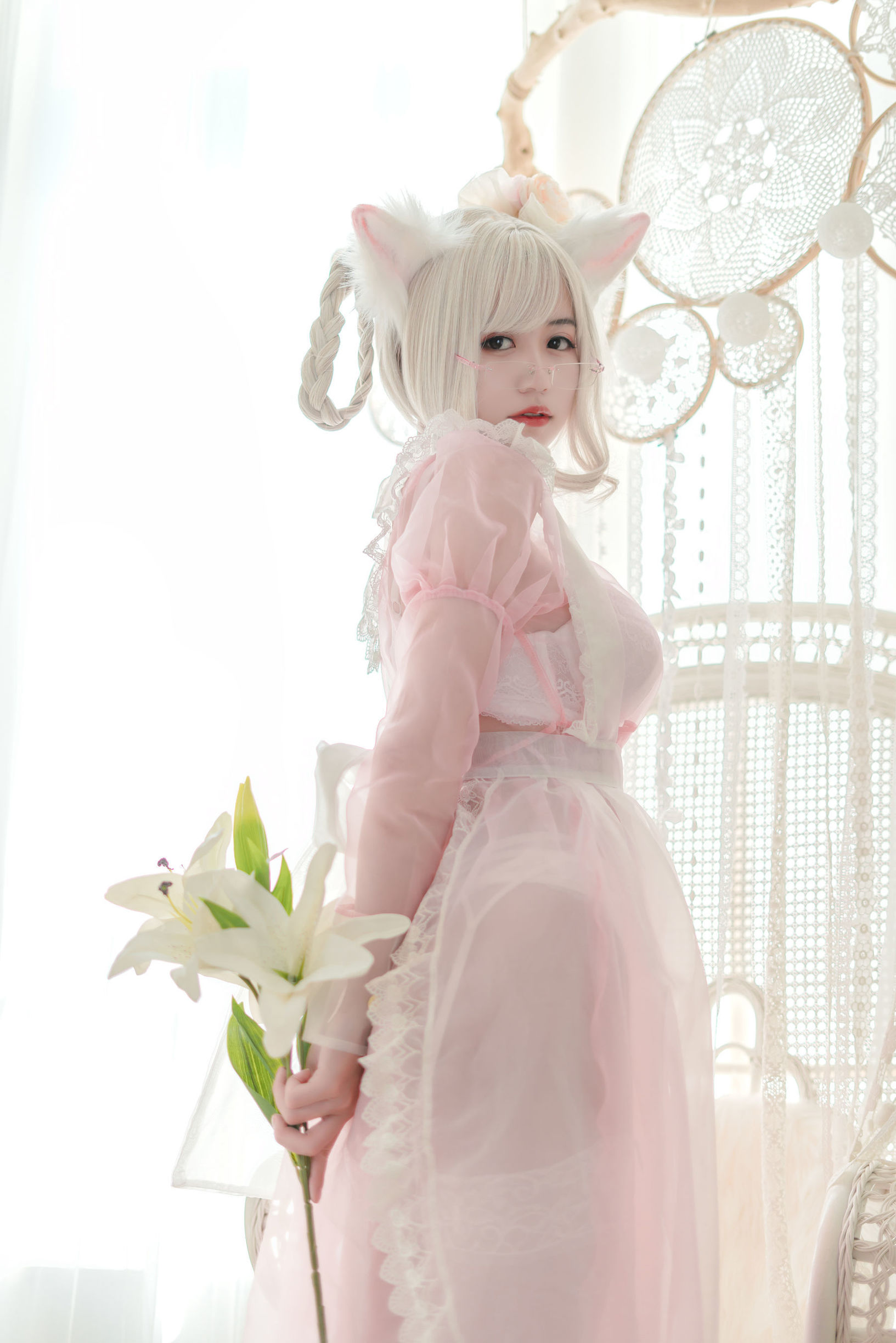 เน็ตหง COSER] แอนิเมชั่น บล็อกเกอร์ โคคุราชิโย w - ใส สีชมพู แบบเมด
