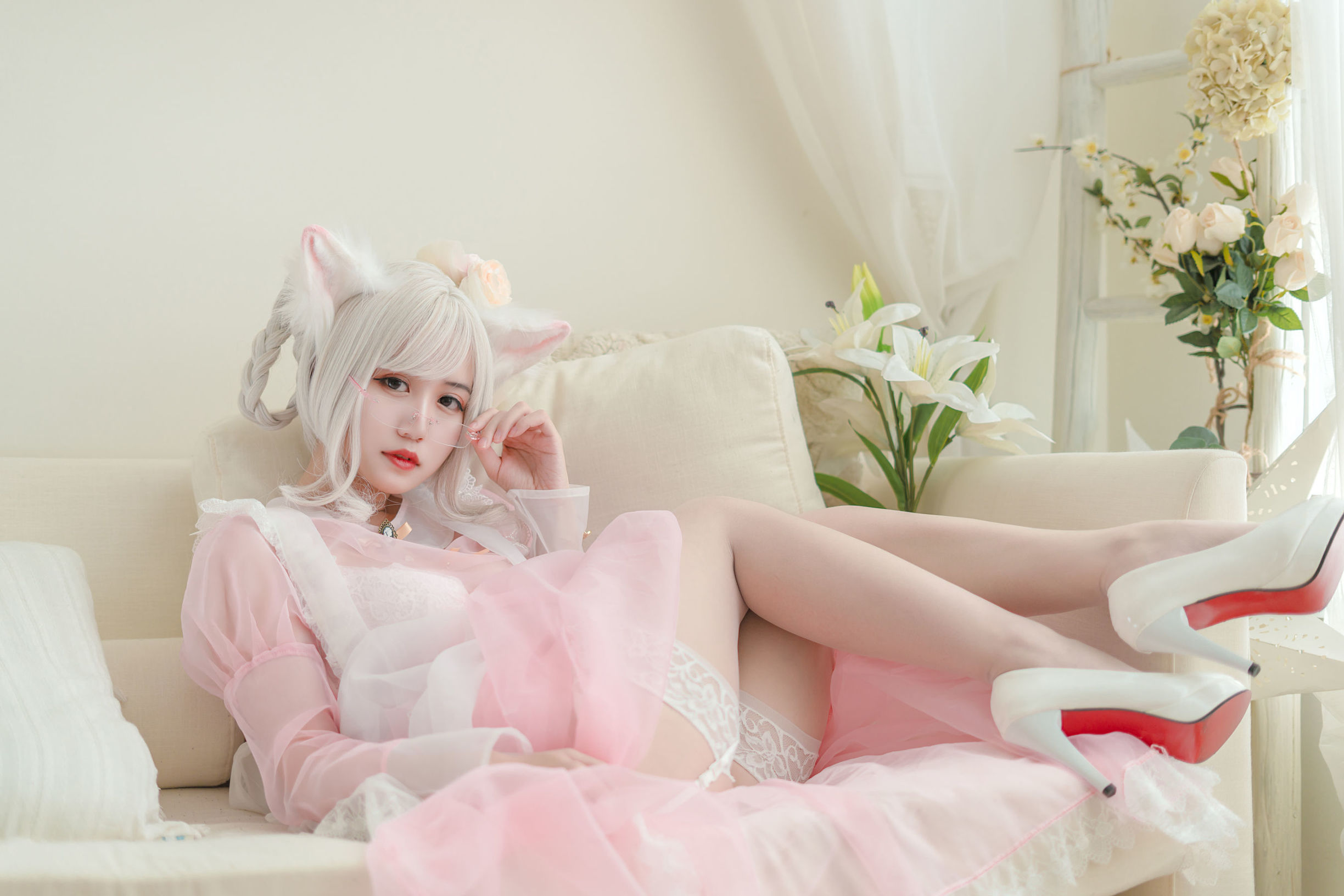 เน็ตหง COSER] แอนิเมชั่น บล็อกเกอร์ โคคุราชิโย w - ใส สีชมพู แบบเมด