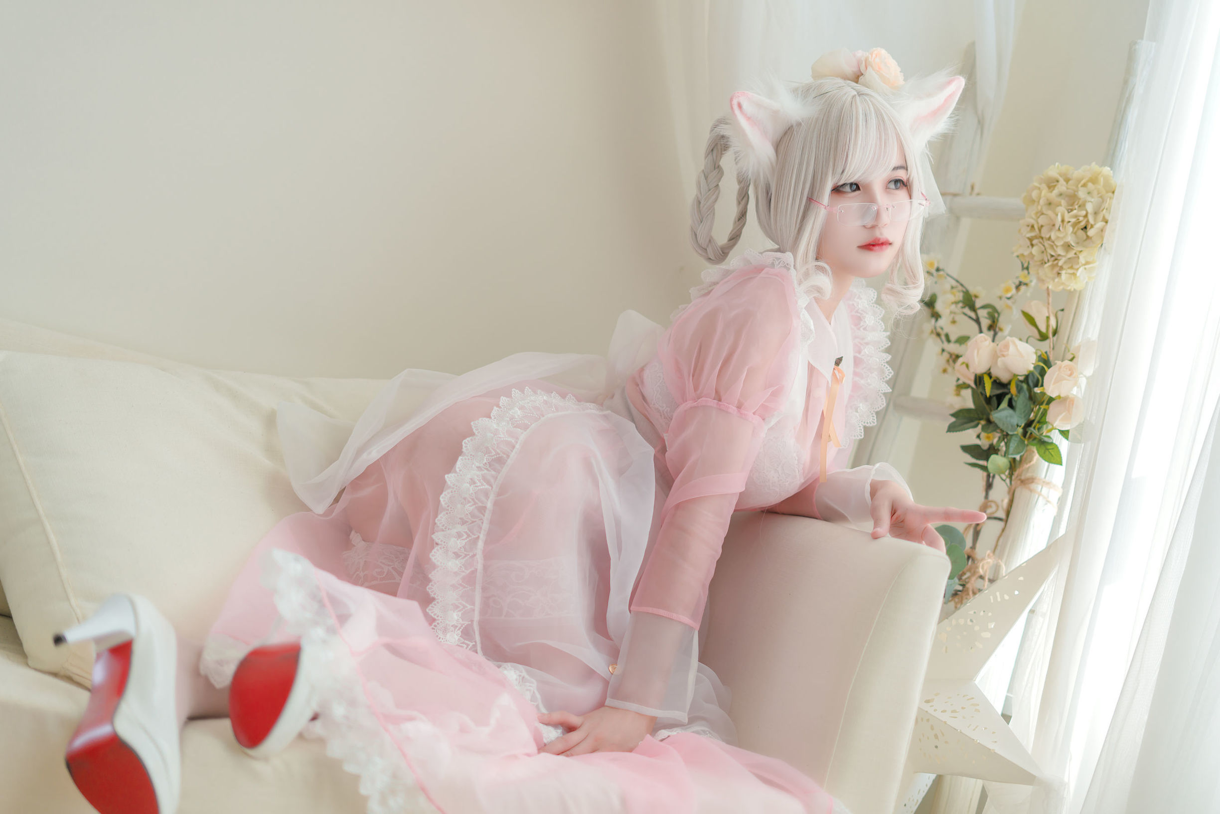 เน็ตหง COSER] แอนิเมชั่น บล็อกเกอร์ โคคุราชิโย w - ใส สีชมพู แบบเมด