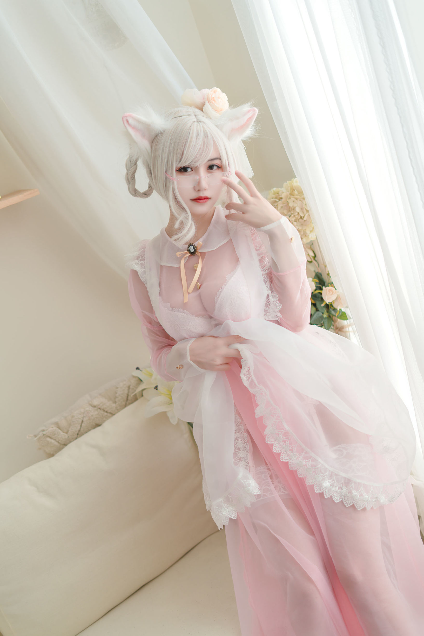 เน็ตหง COSER] แอนิเมชั่น บล็อกเกอร์ โคคุราชิโย w - ใส สีชมพู แบบเมด