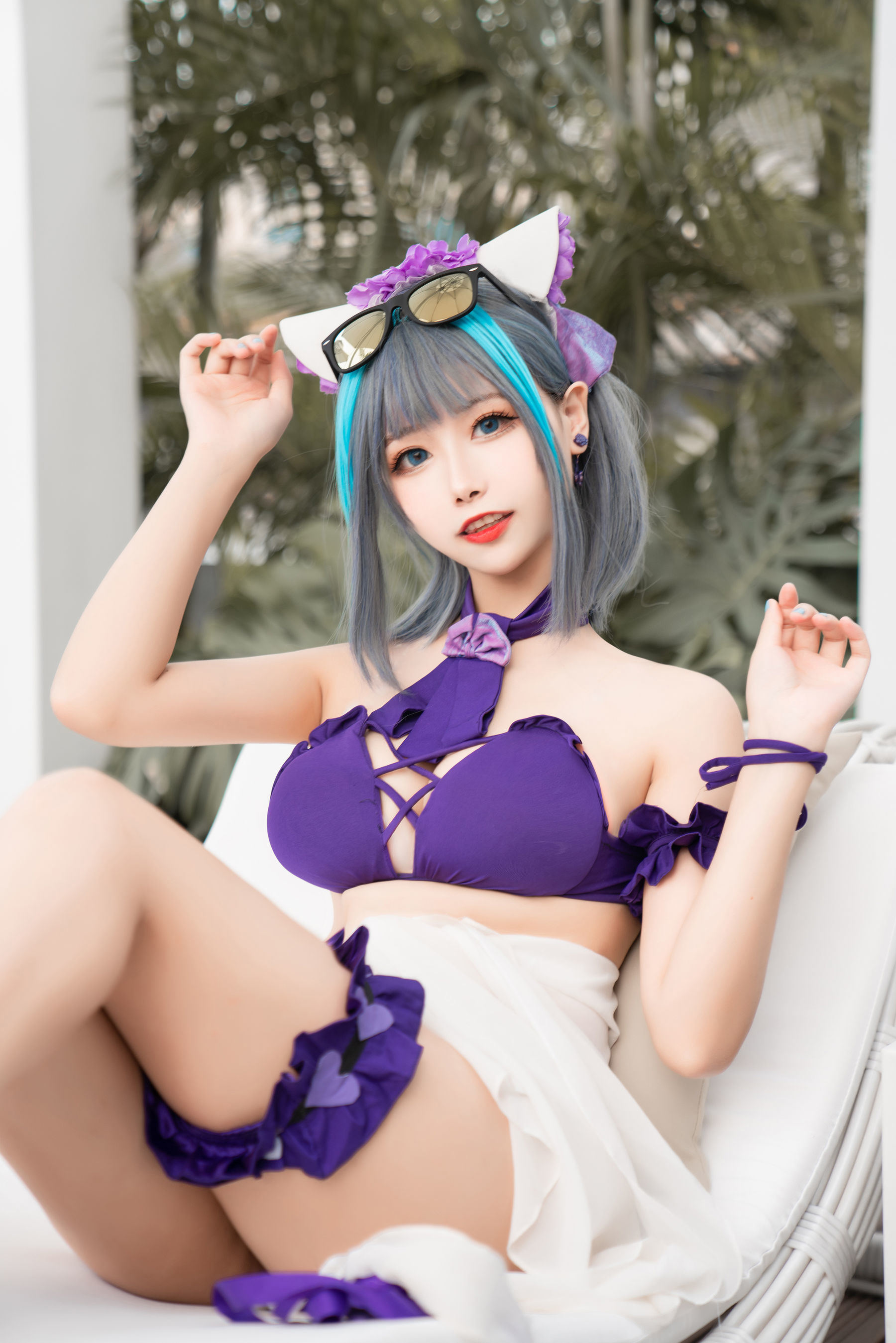 COS Phúc lợi] Cô gái Weibo Momoko Aoi - Cheshire Đồ bơi