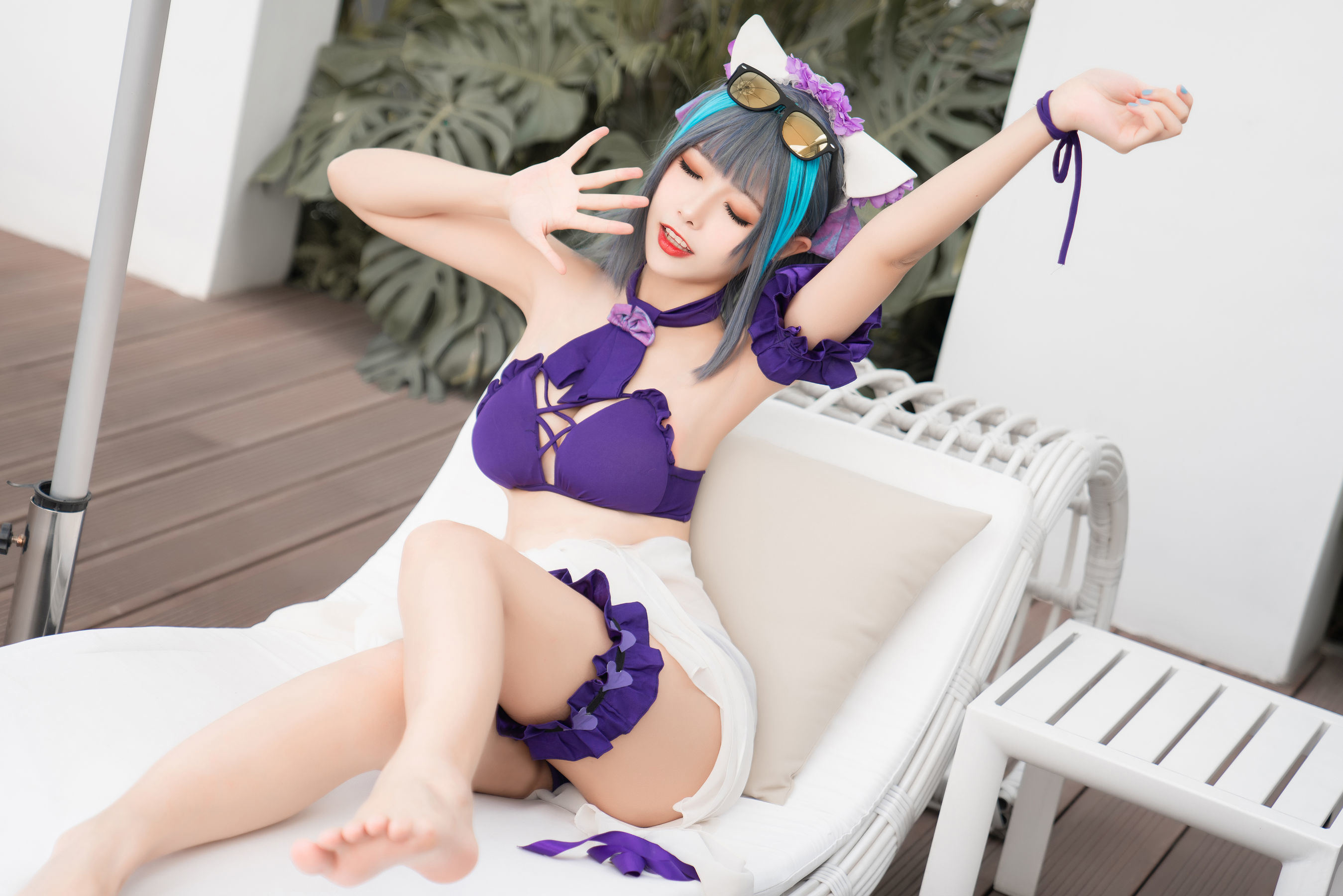 COS Phúc lợi] Cô gái Weibo Momoko Aoi - Cheshire Đồ bơi