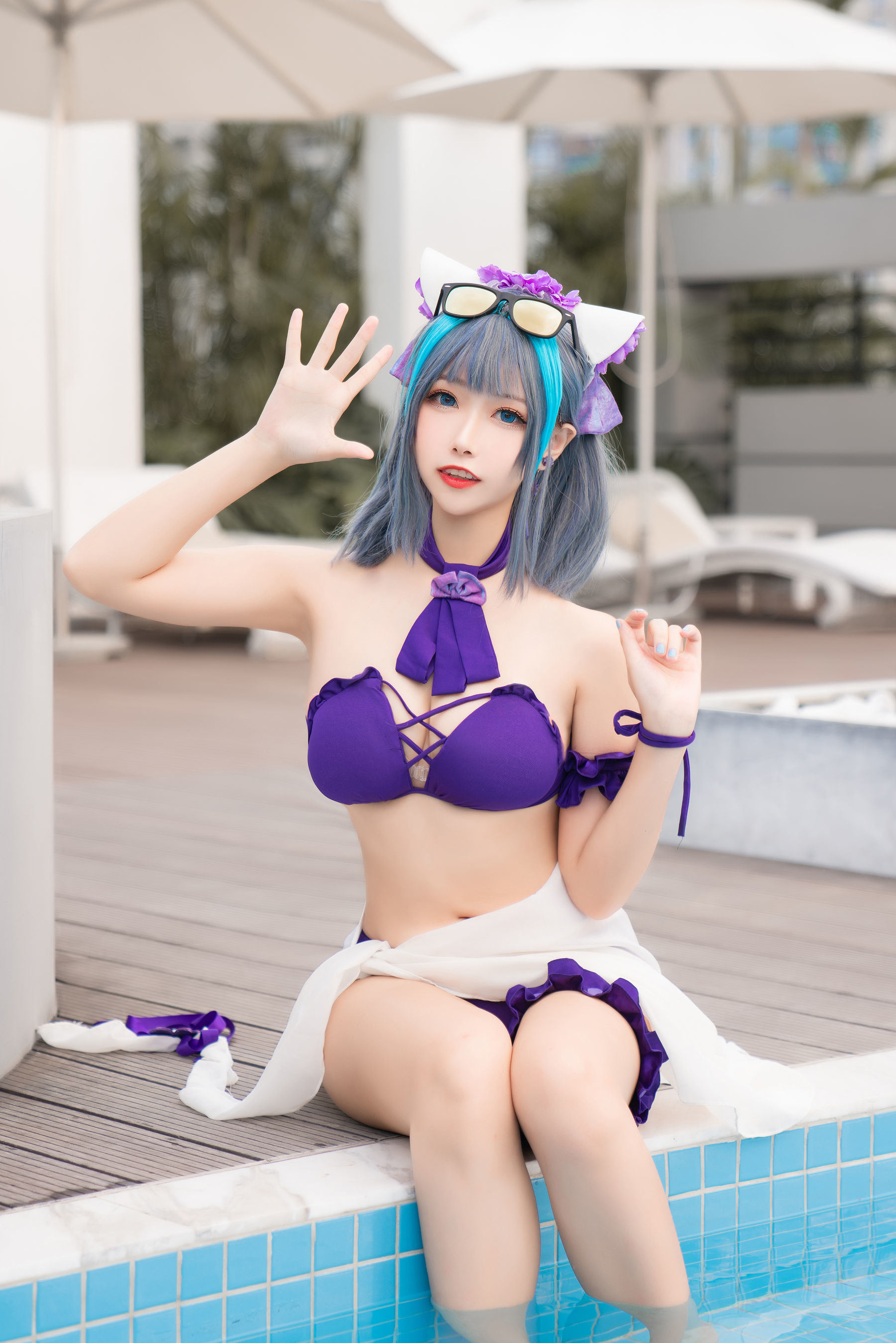 Cosplay Welfare] Weibo Girl Momoko Aoi - Cheshire Swimsuit