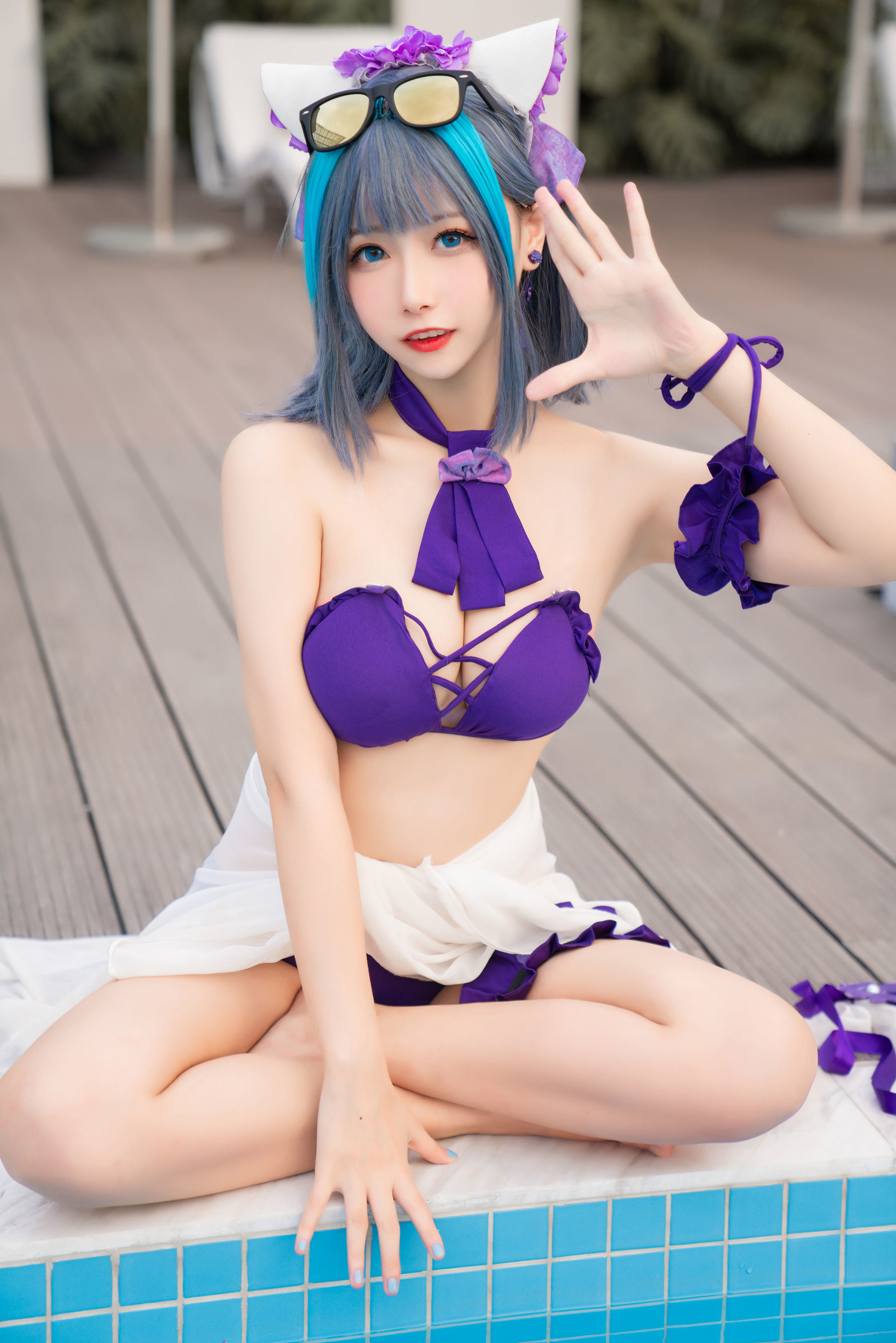 Cosplay Welfare] Weibo Girl Momoko Aoi - Cheshire Swimsuit