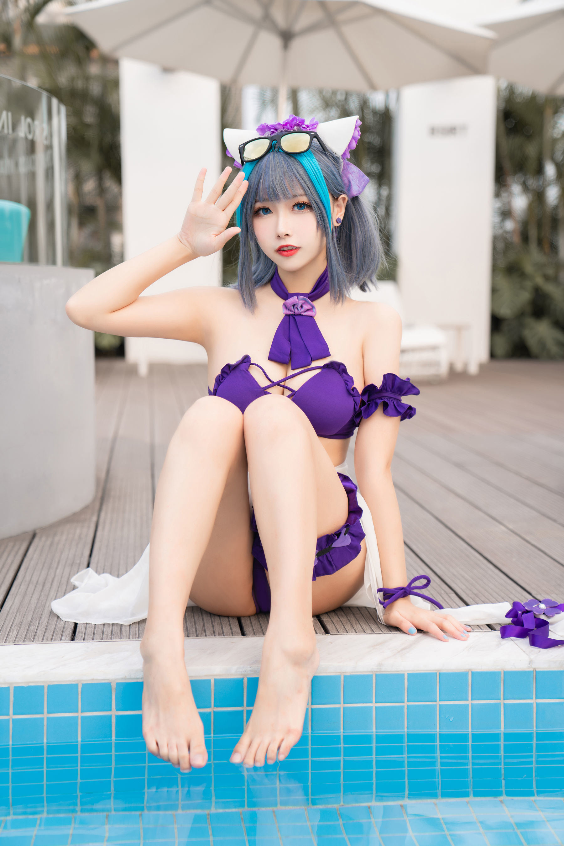 Cosplay Welfare] Weibo Girl Momoko Aoi - Cheshire Swimsuit