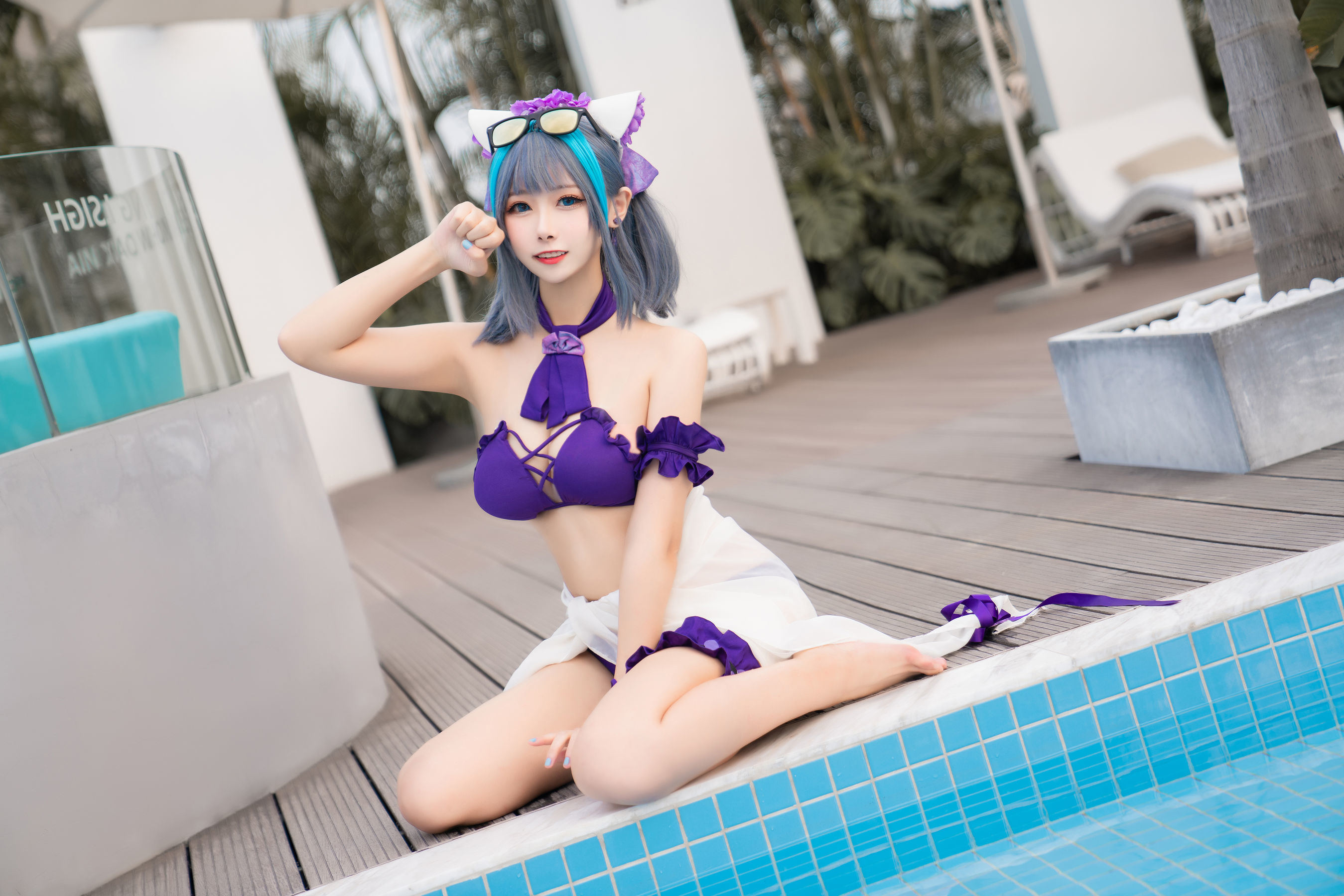 Cosplay Welfare] Weibo Girl Momoko Aoi - Cheshire Swimsuit