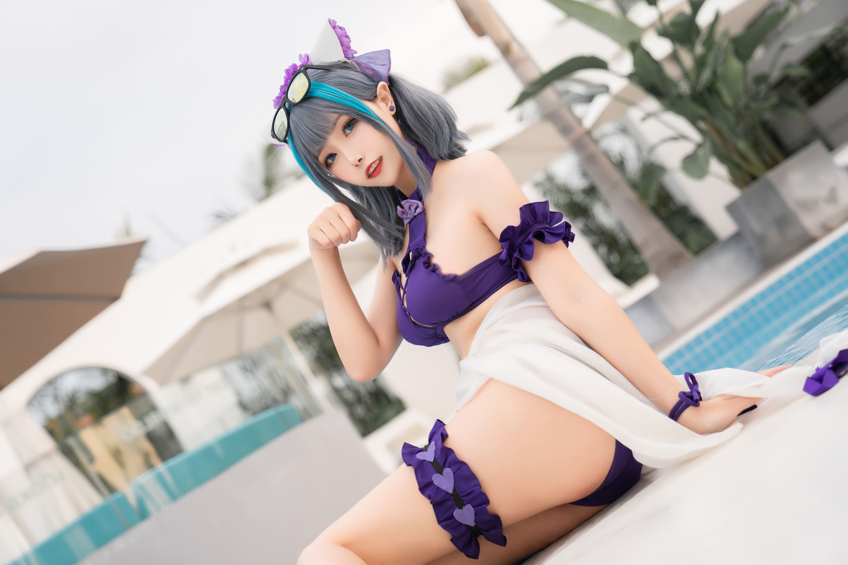 Cosplay Welfare] Weibo Girl Momoko Aoi - Cheshire Swimsuit