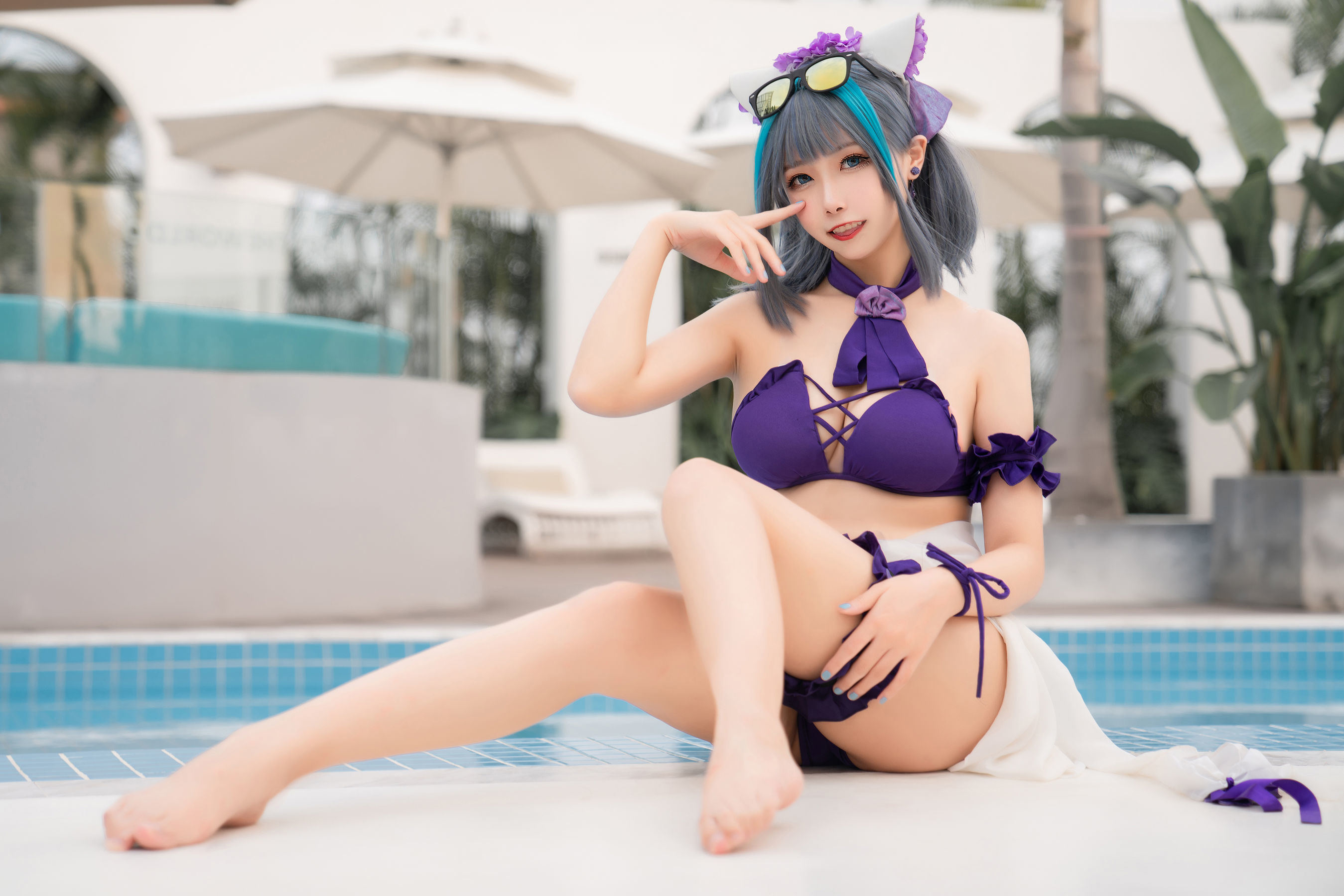 Cosplay Welfare] Weibo Girl Momoko Aoi - Cheshire Swimsuit