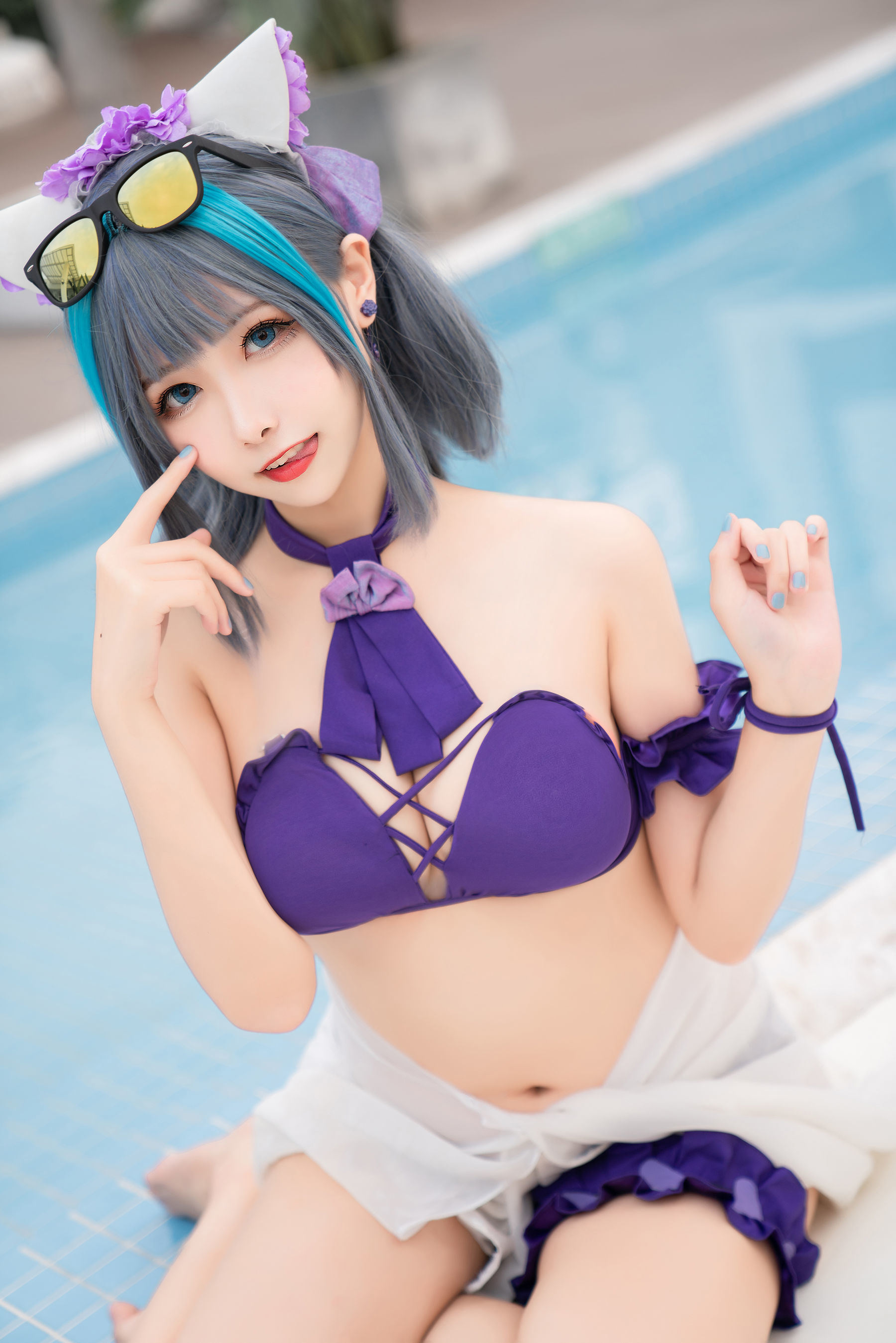 Cosplay Welfare] Weibo Girl Momoko Aoi - Cheshire Swimsuit